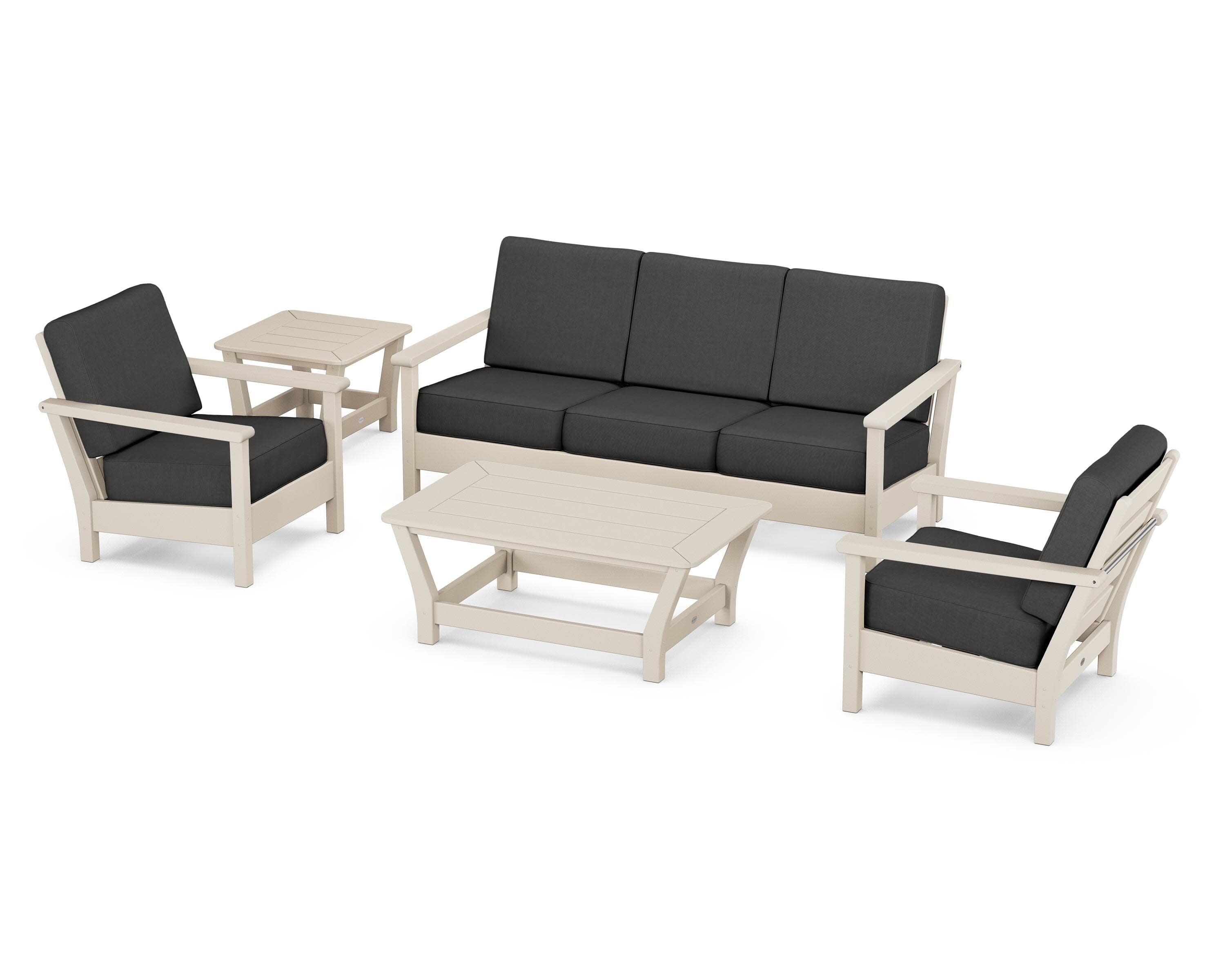 Harbour 5-Piece Deep Seating Set in Sand / Spectrum Carbon