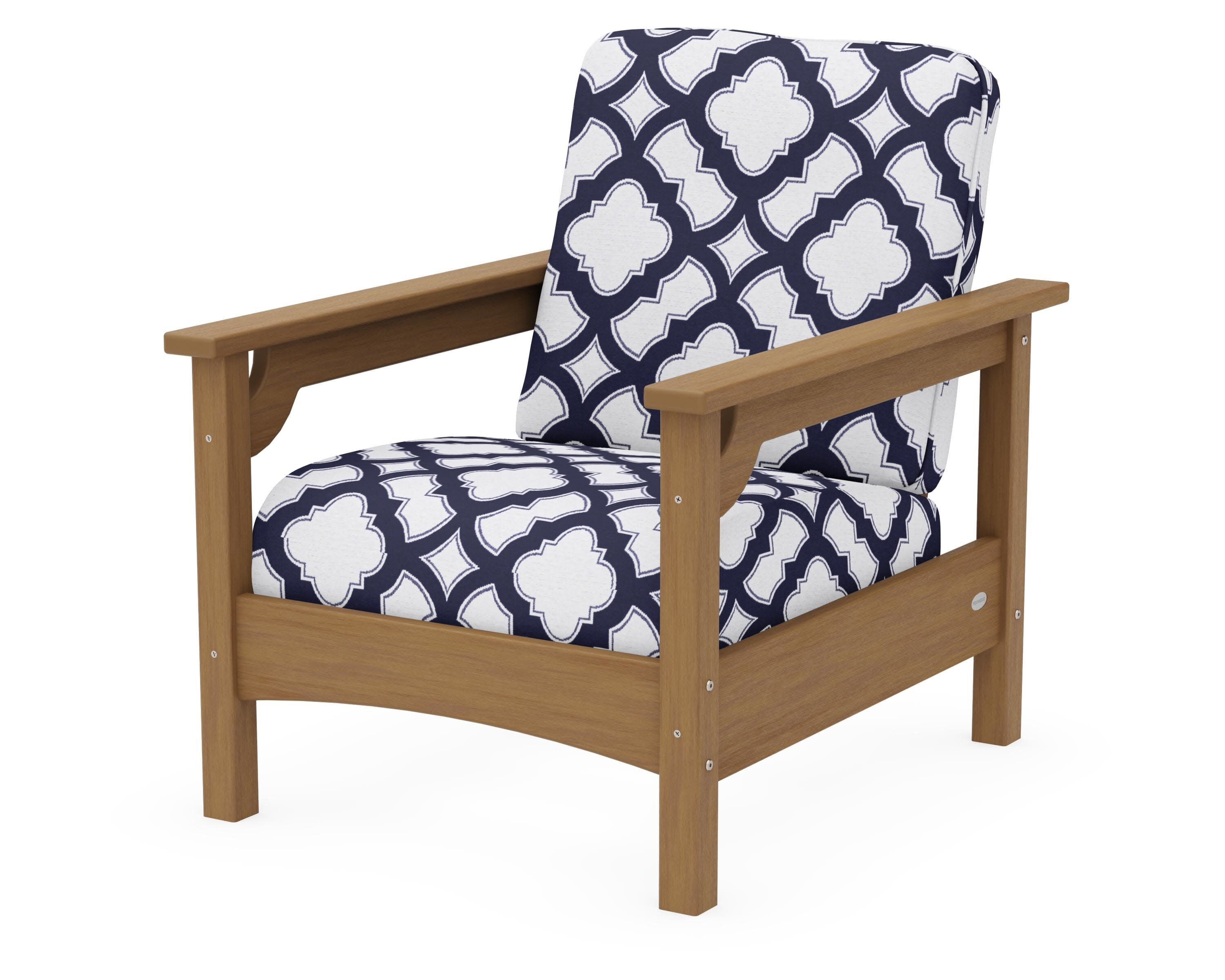 Club Chair in Natural / Trellis Navy