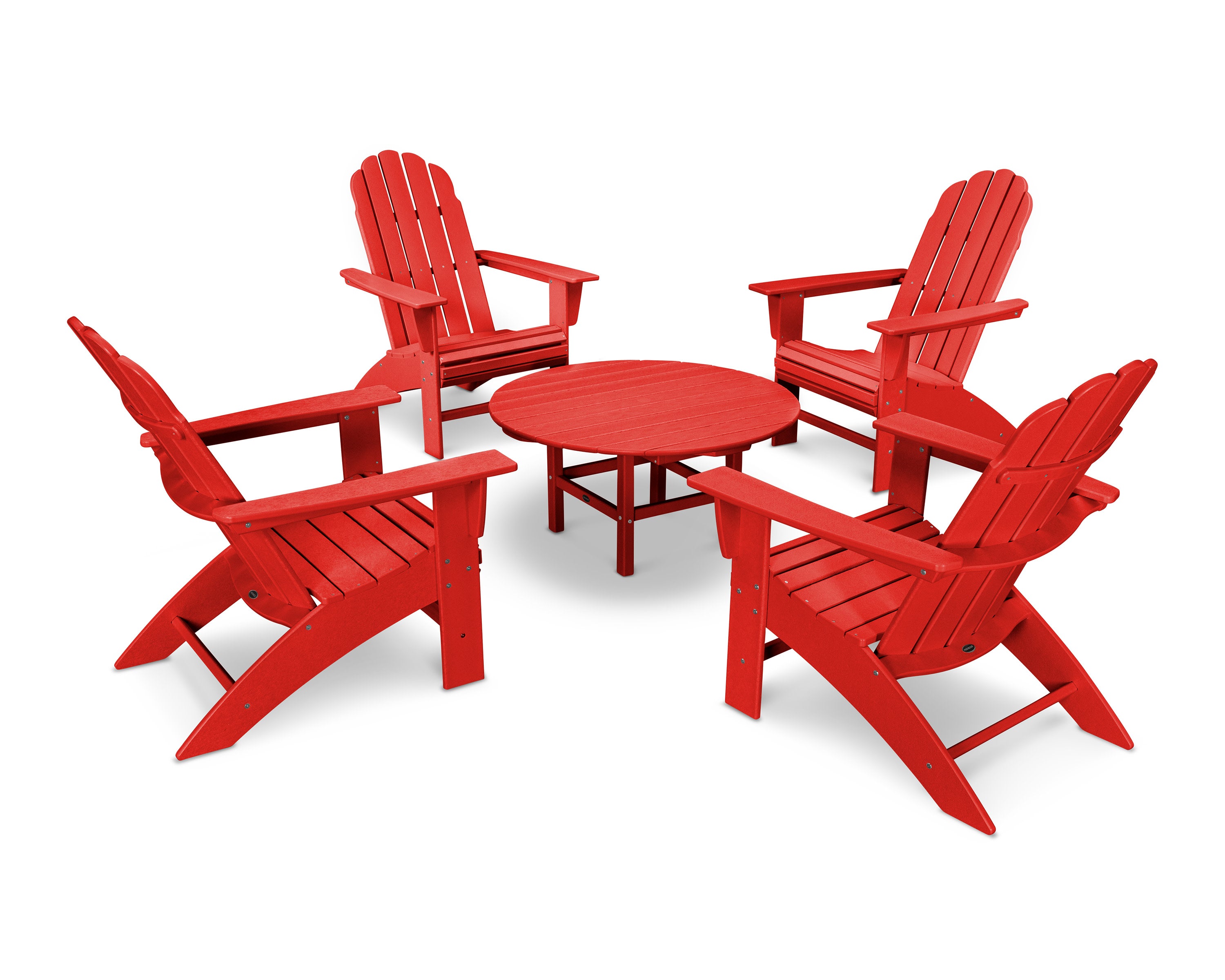 Vineyard 5-Piece Oversized Adirondack Set in Sunset Red
