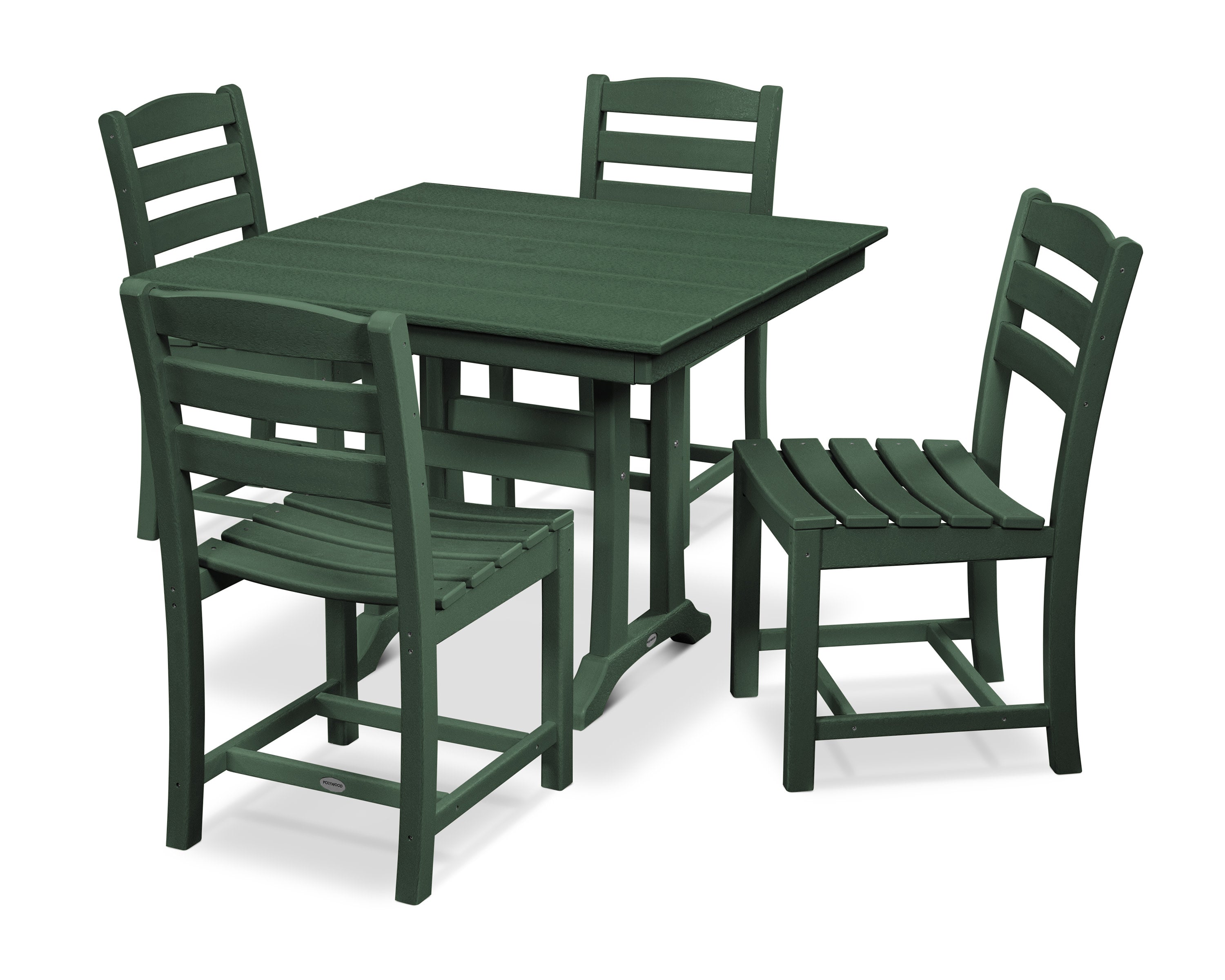 La Casa Caf 5-Piece Farmhouse Trestle Side Chair Dining Set in Green