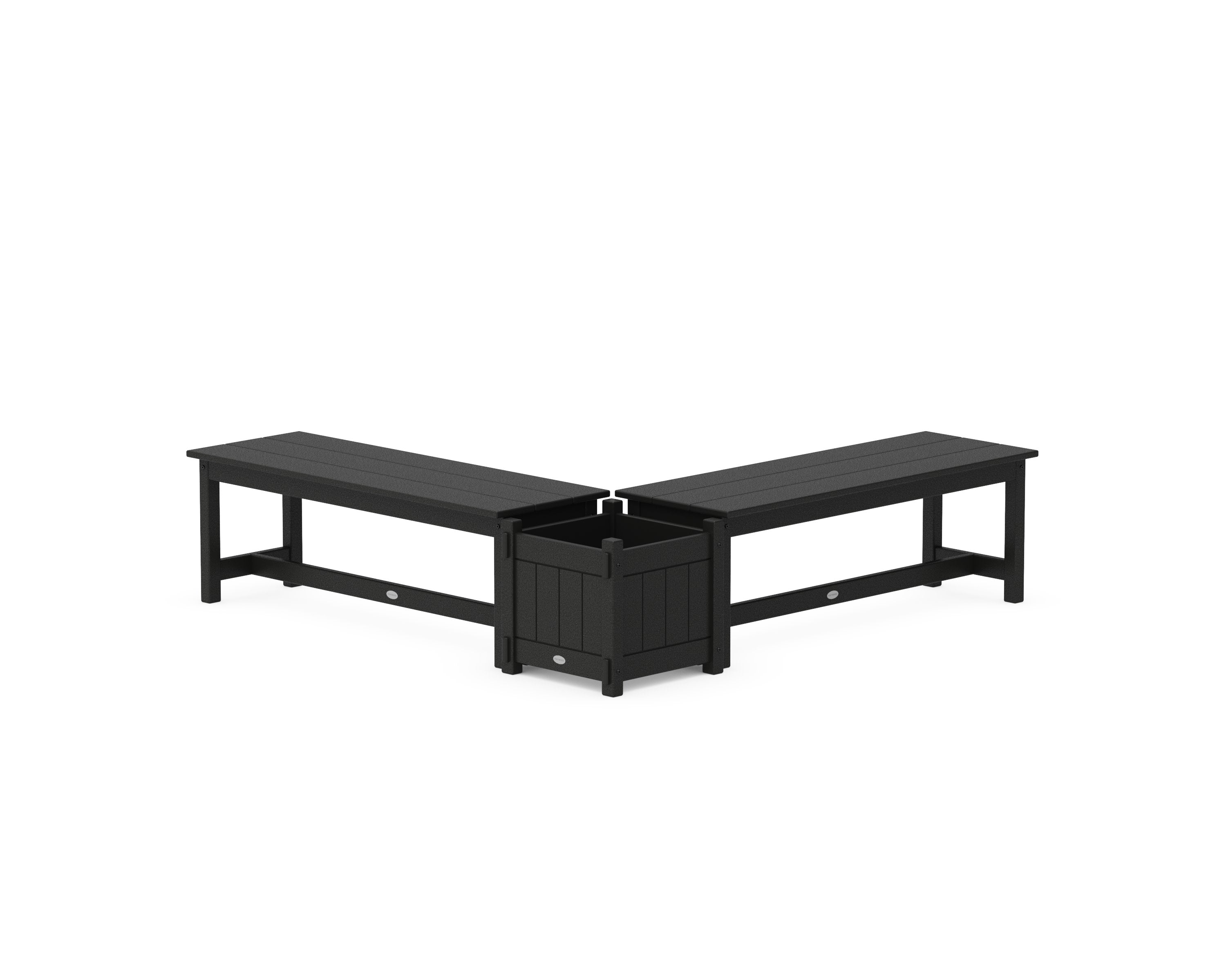 48" Vineyard L- Shaped Planter Bench Set in Black