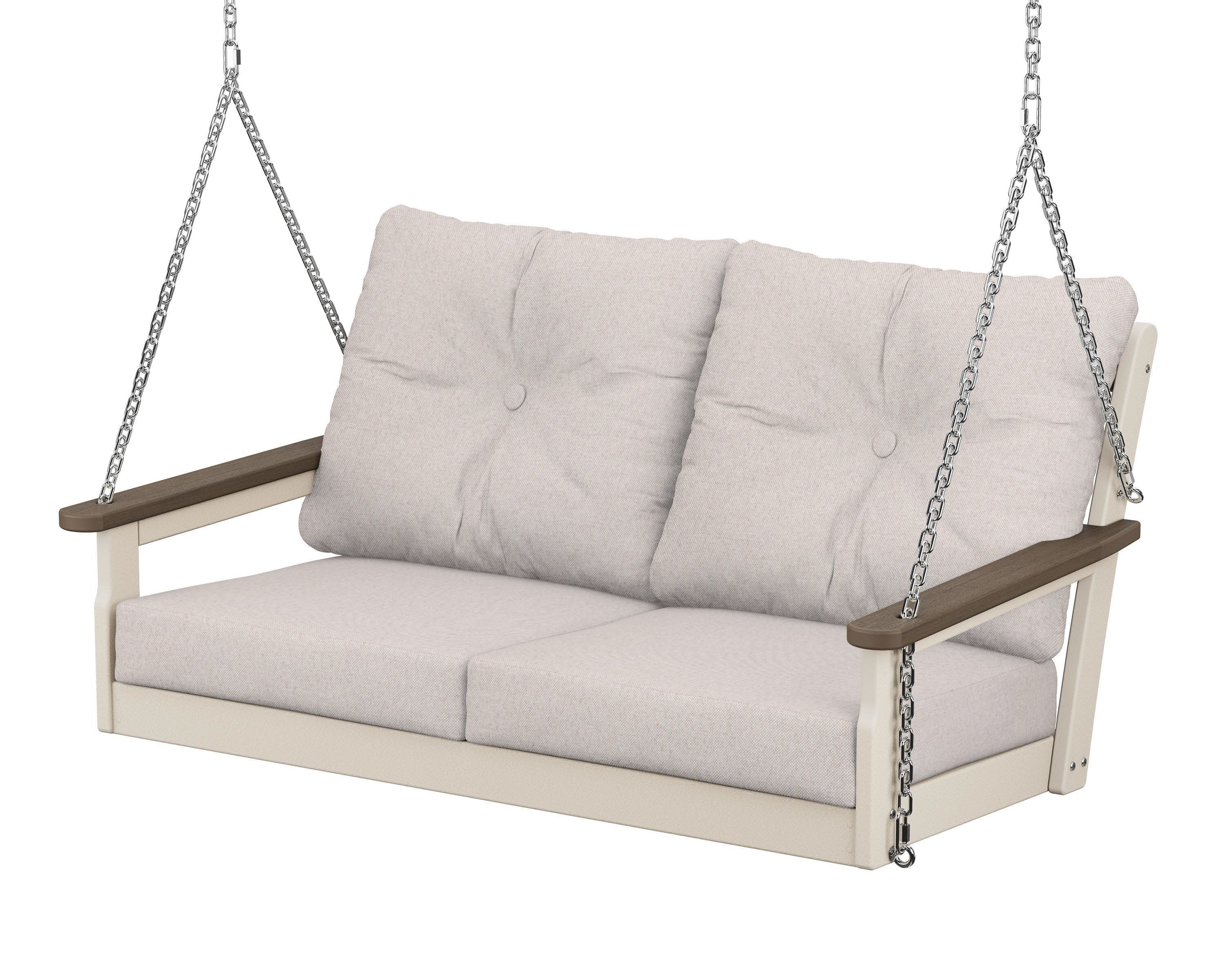 Vineyard Deep Seating Swing in Sand / Kona / Dune Burlap