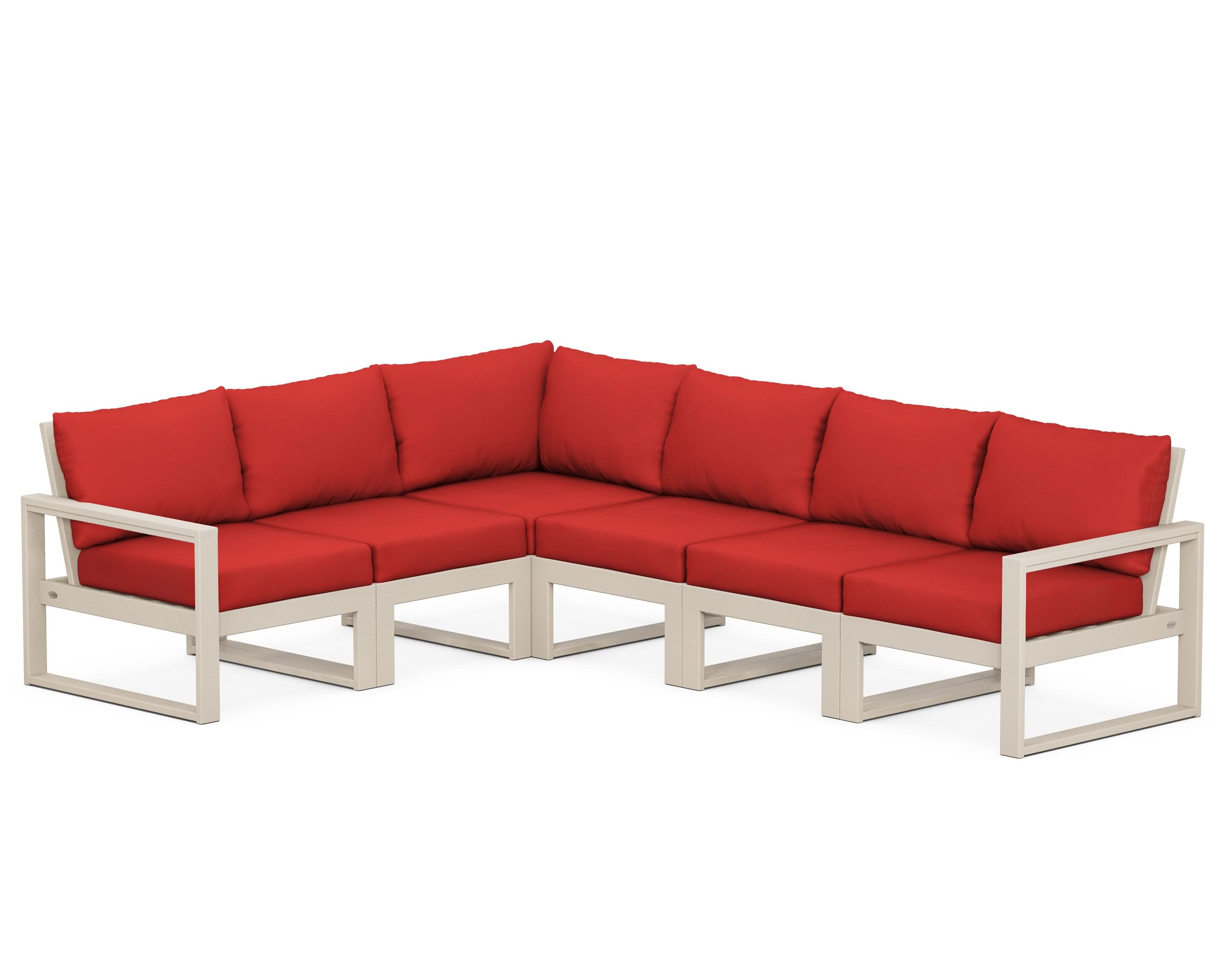 EDGE 6-Piece Modular Deep Seating Set in Sand / Crimson Linen