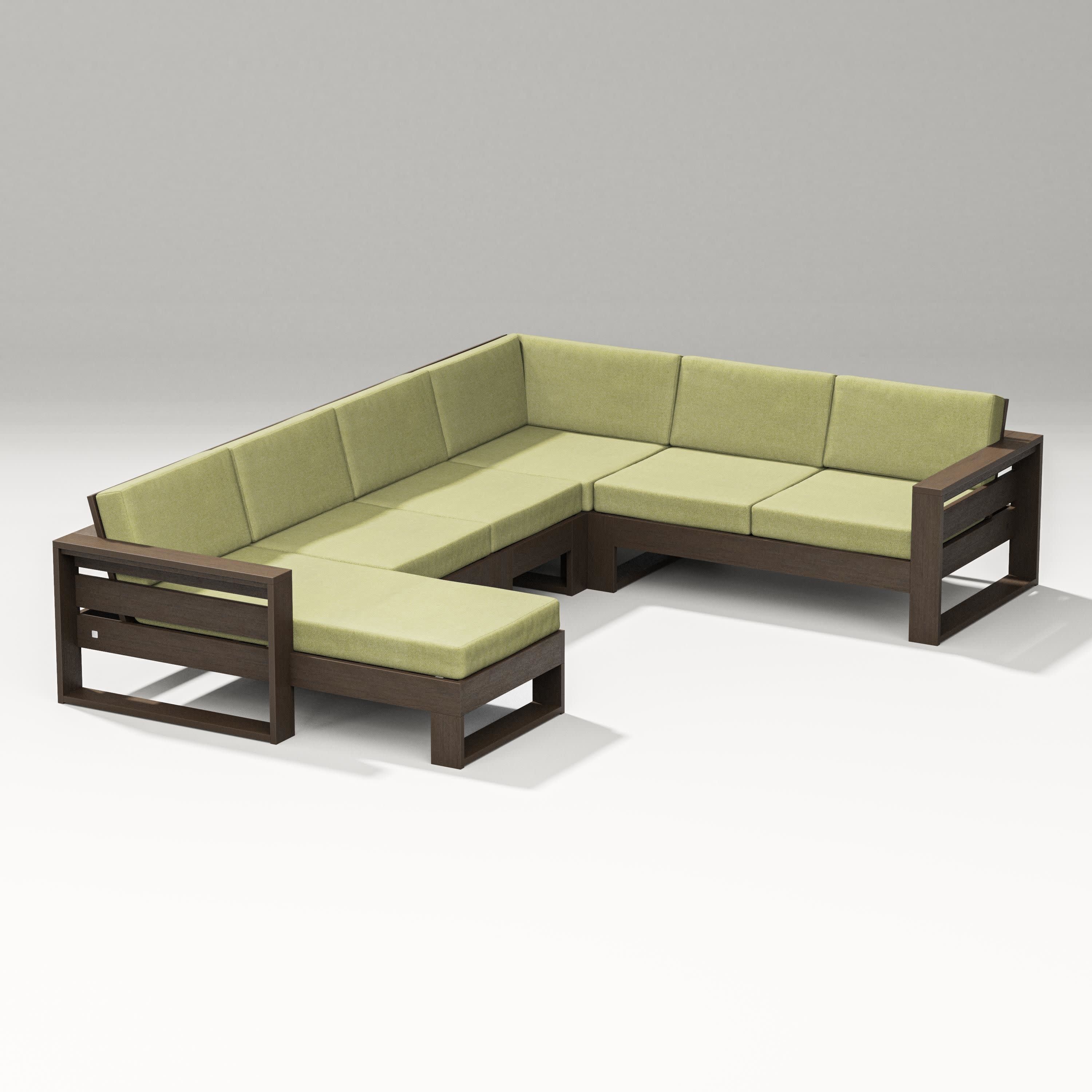 Latitude Corner Sectional with Left Chaise in Kona / Chartreuse Boucle