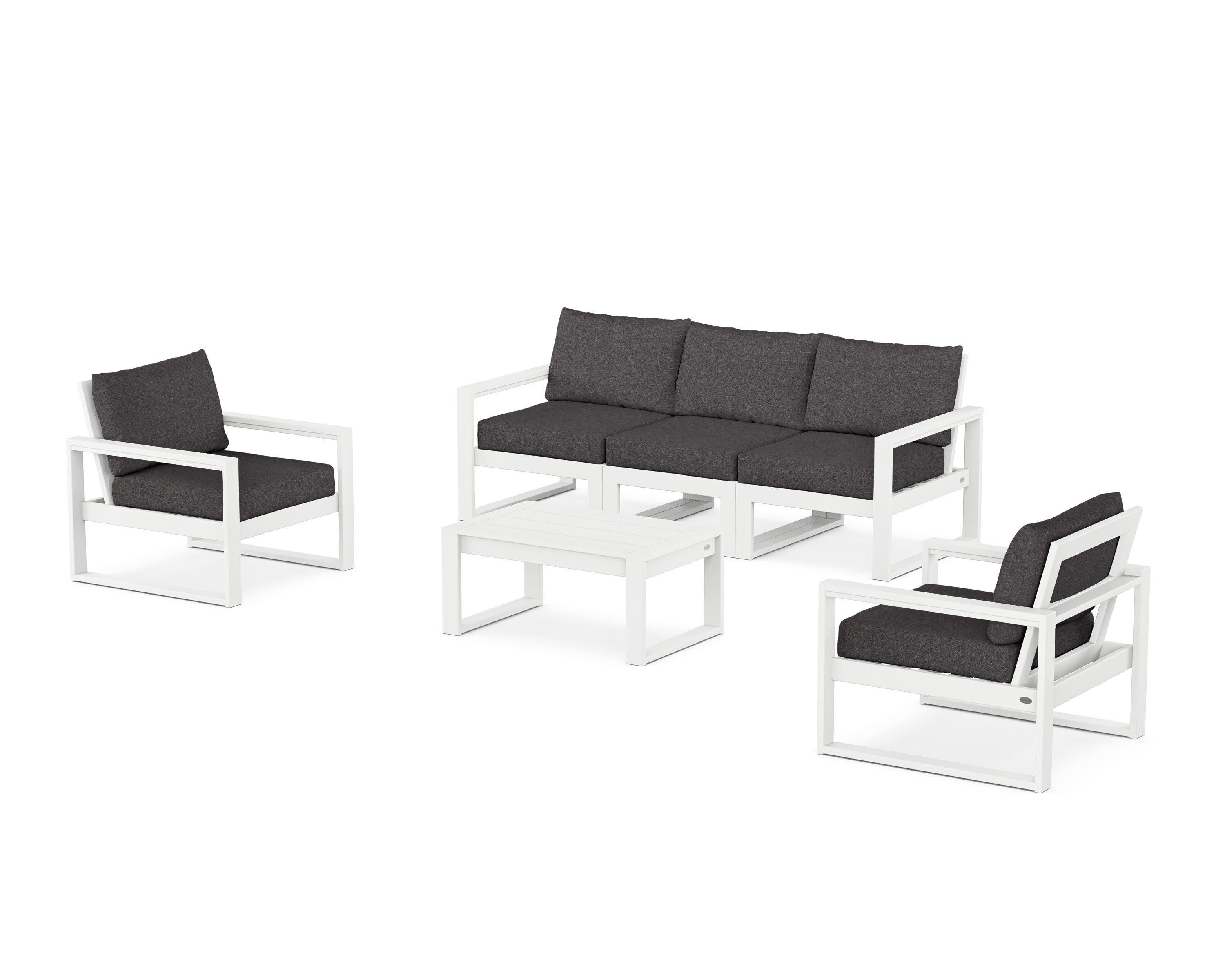 EDGE Sectional 4-Piece Deep Seating Set with Sofa in White / Ash Charcoal