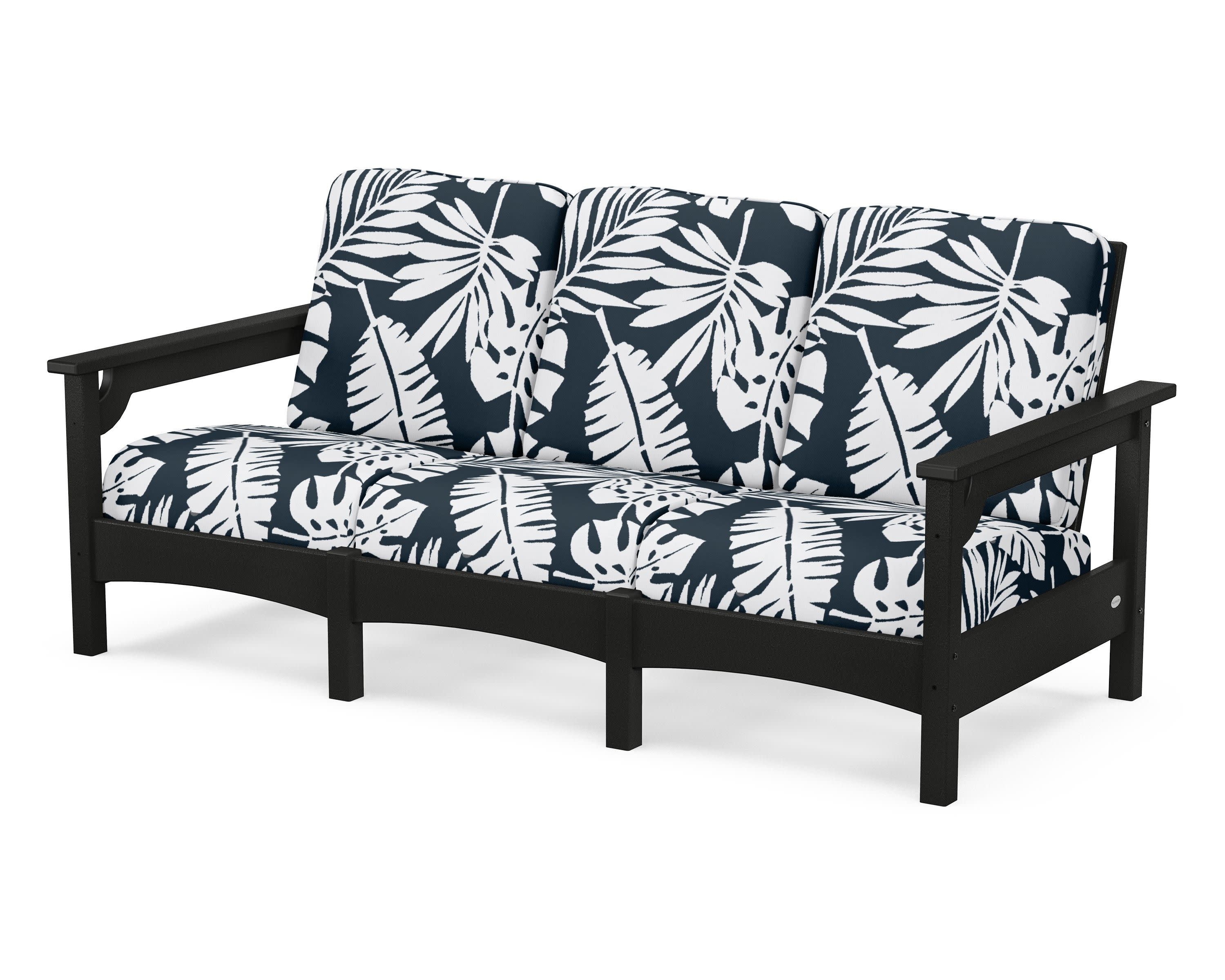 Club Sofa in Black / Leaf Marine Indigo