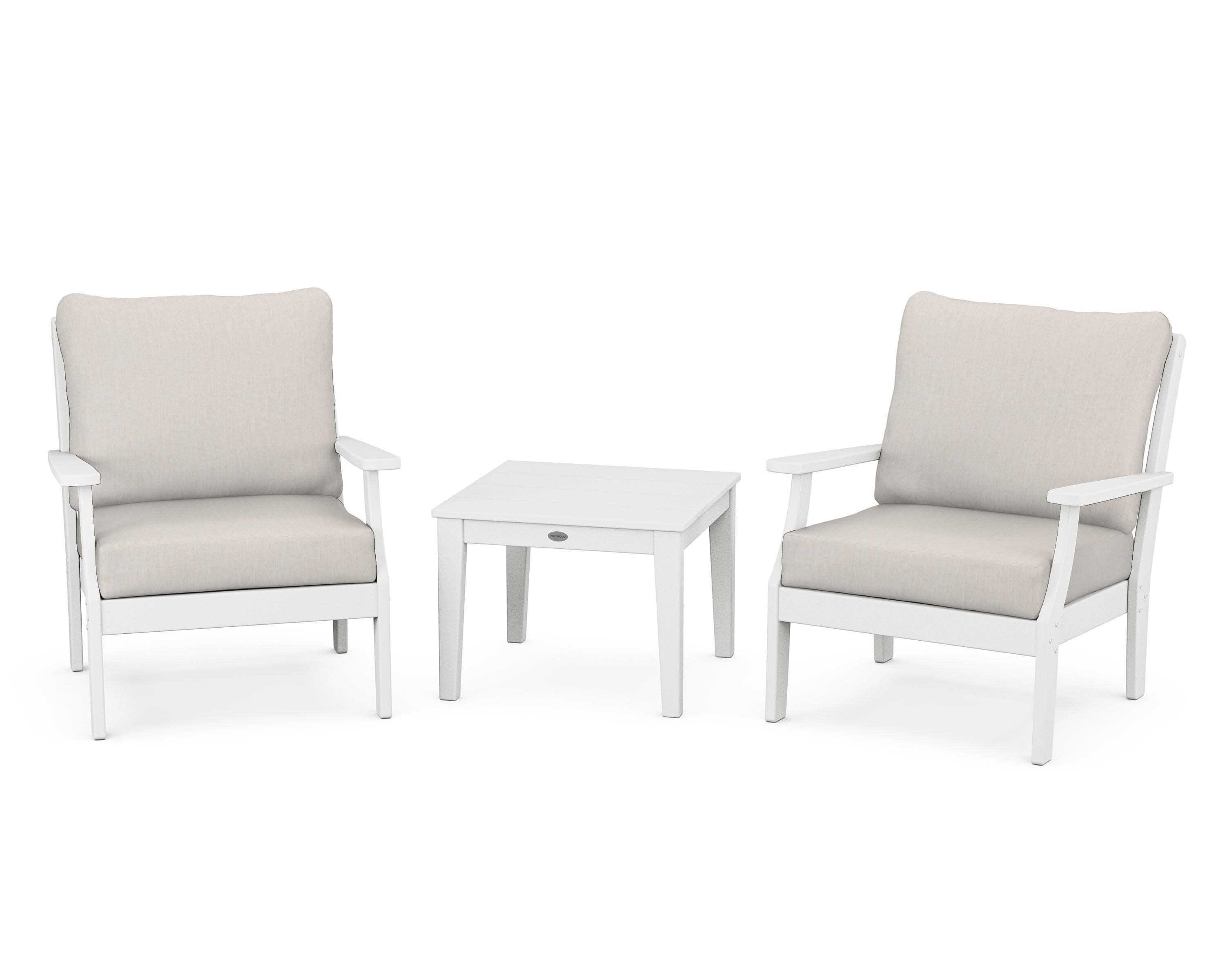 Braxton 3-Piece Deep Seating Set in White / Cast Ash