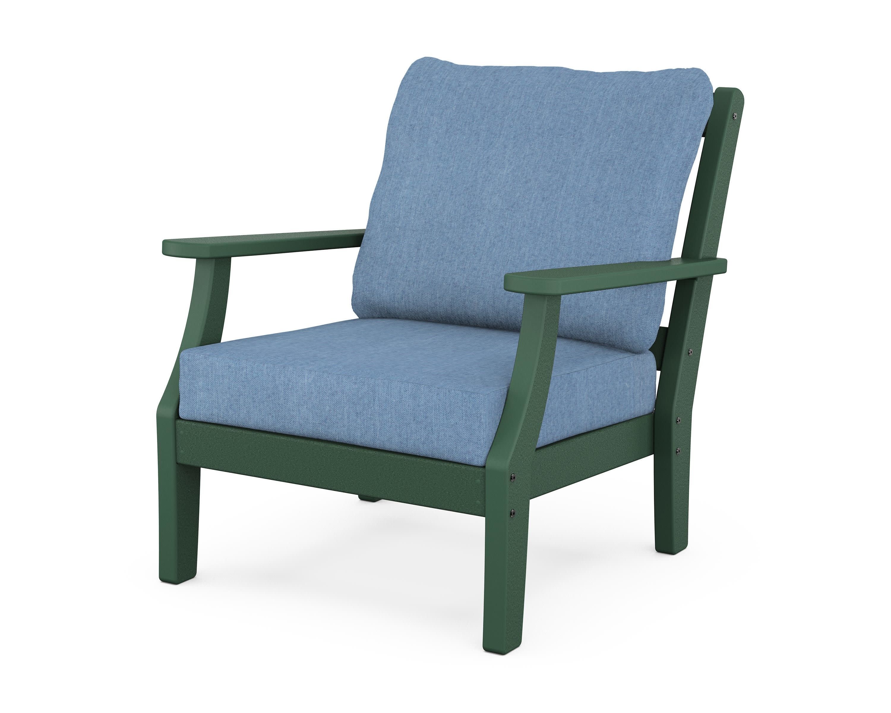 Chinoiserie Deep Seating Chair in Green / Sky Blue