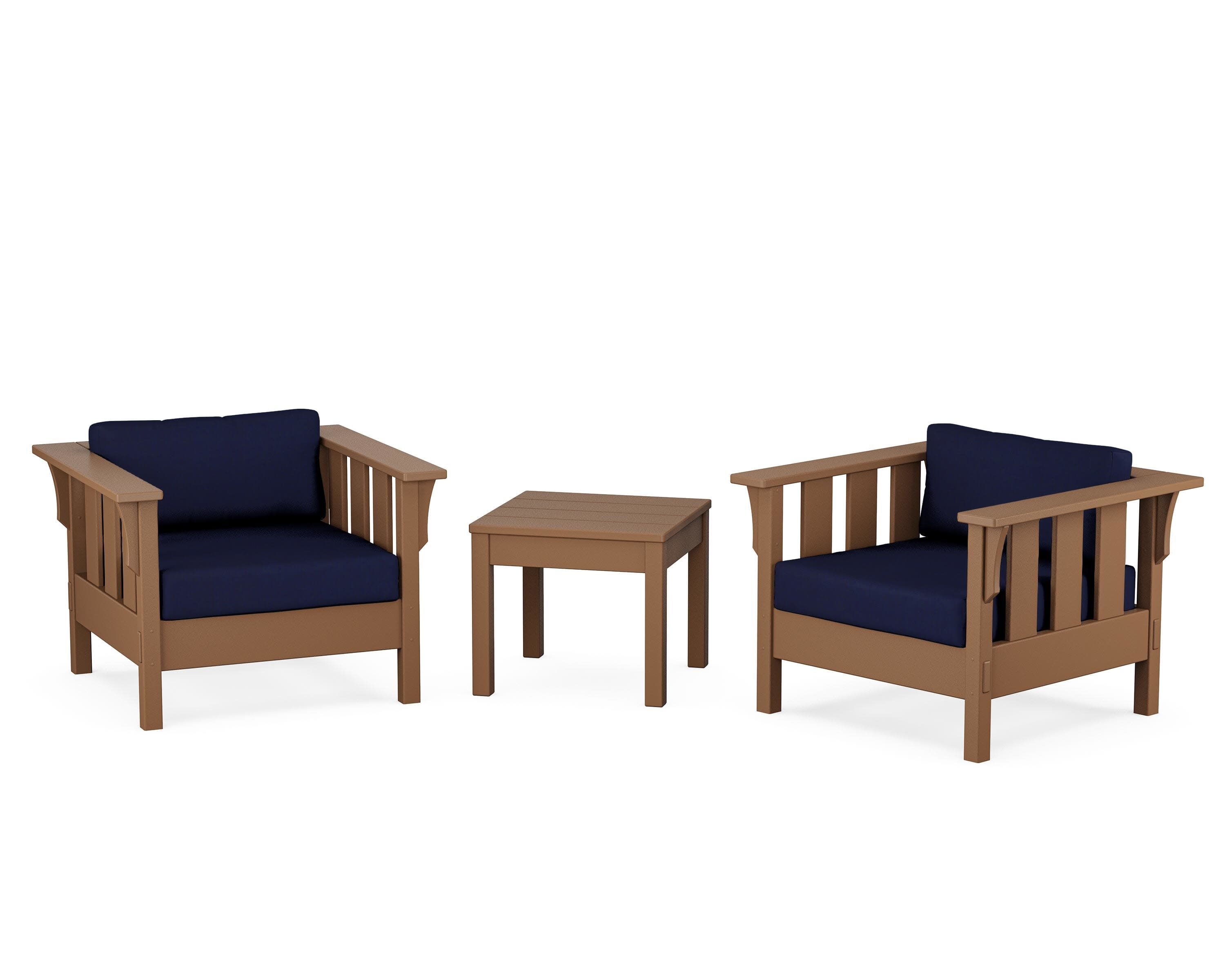 Acadia 3-Piece Deep Seating Set in Teak / Navy