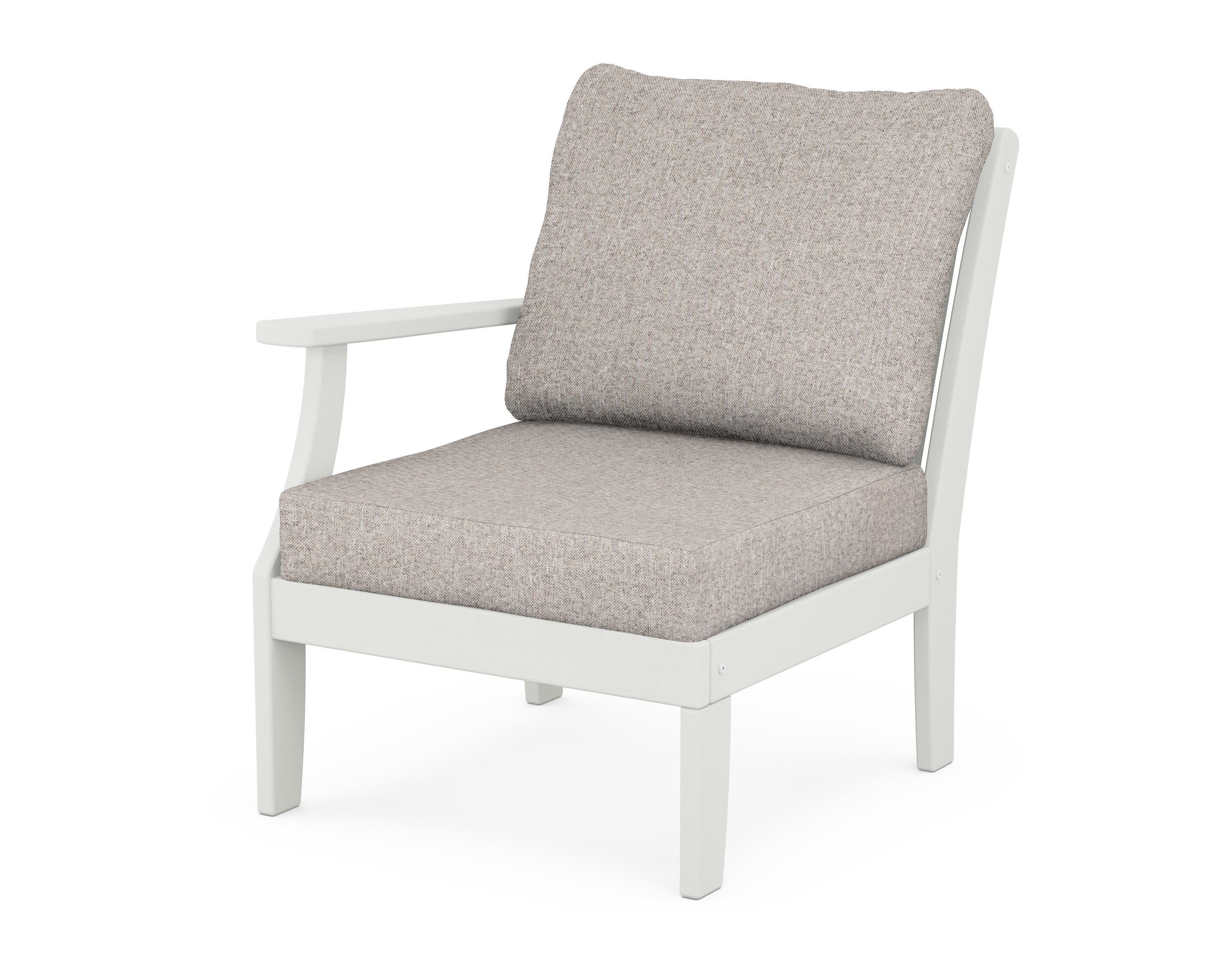 Braxton Modular Left Arm Chair in Vintage White / Weathered Tweed