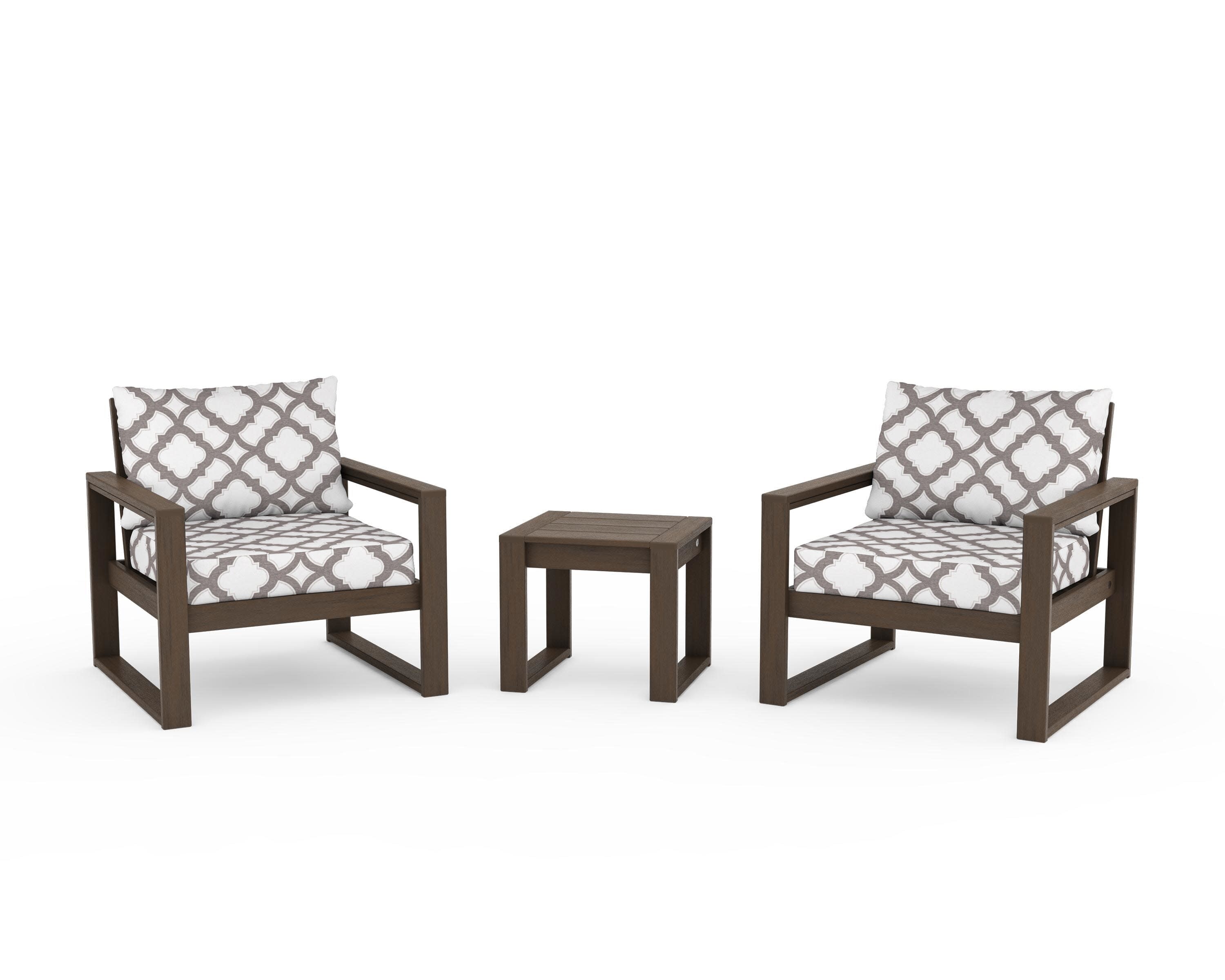 EDGE Sectional 3-Piece Deep Seating Set in Kona / Trellis Grey Mist