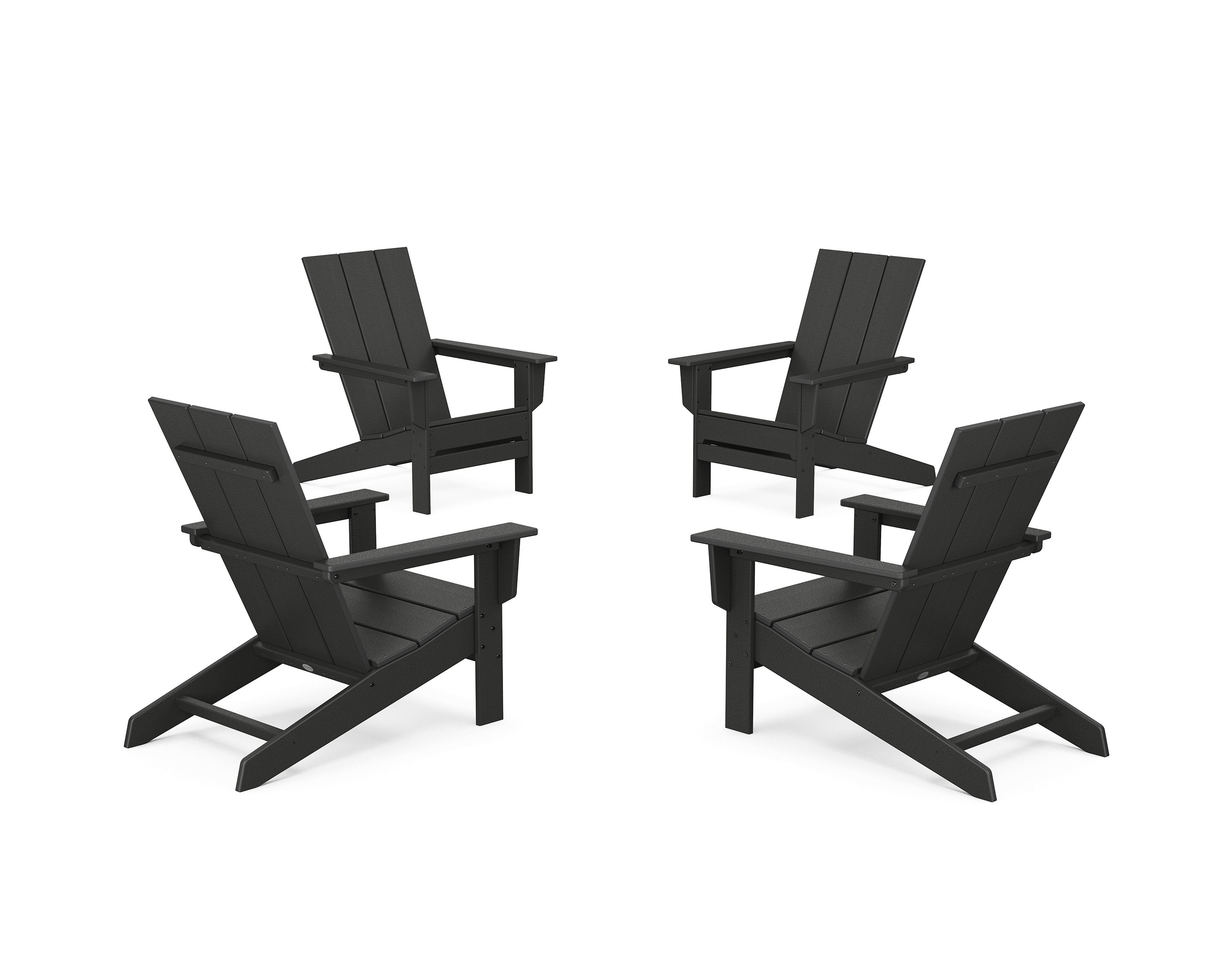 4-Piece Modern Studio Adirondack Chair Conversation Set in Black