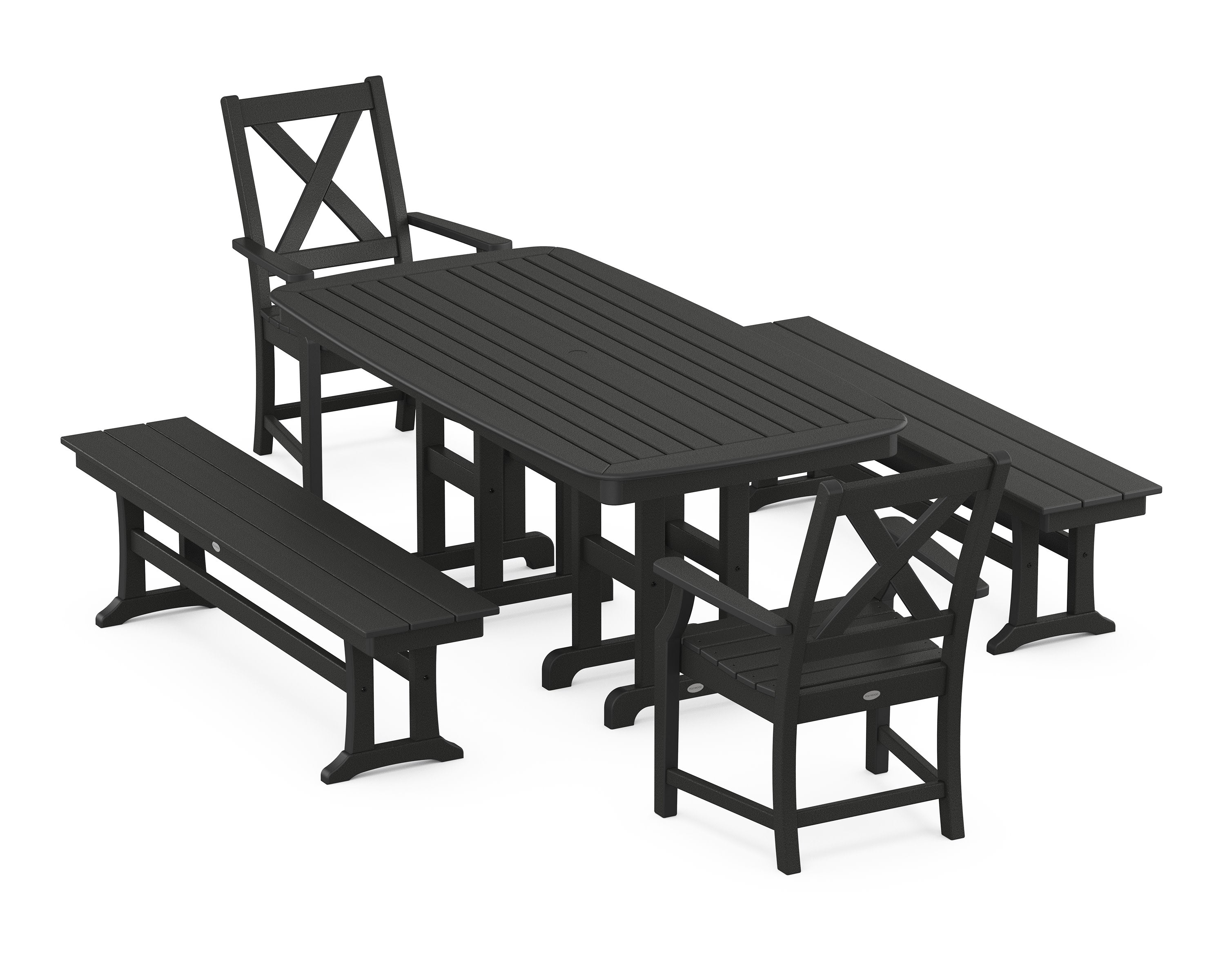 Braxton 5-Piece Dining Set with Benches in Black