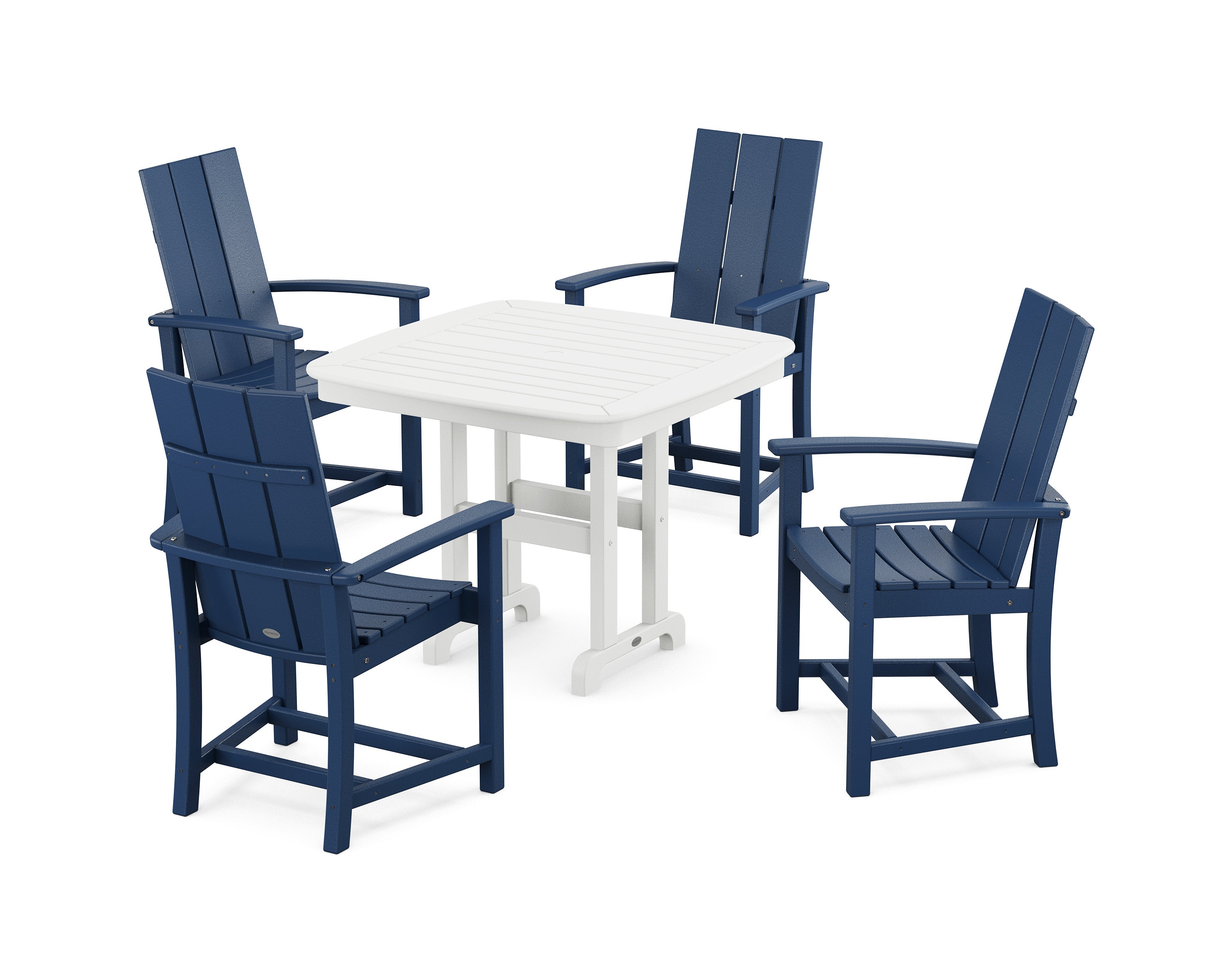 Modern Adirondack 5-Piece Dining Set in Navy / White