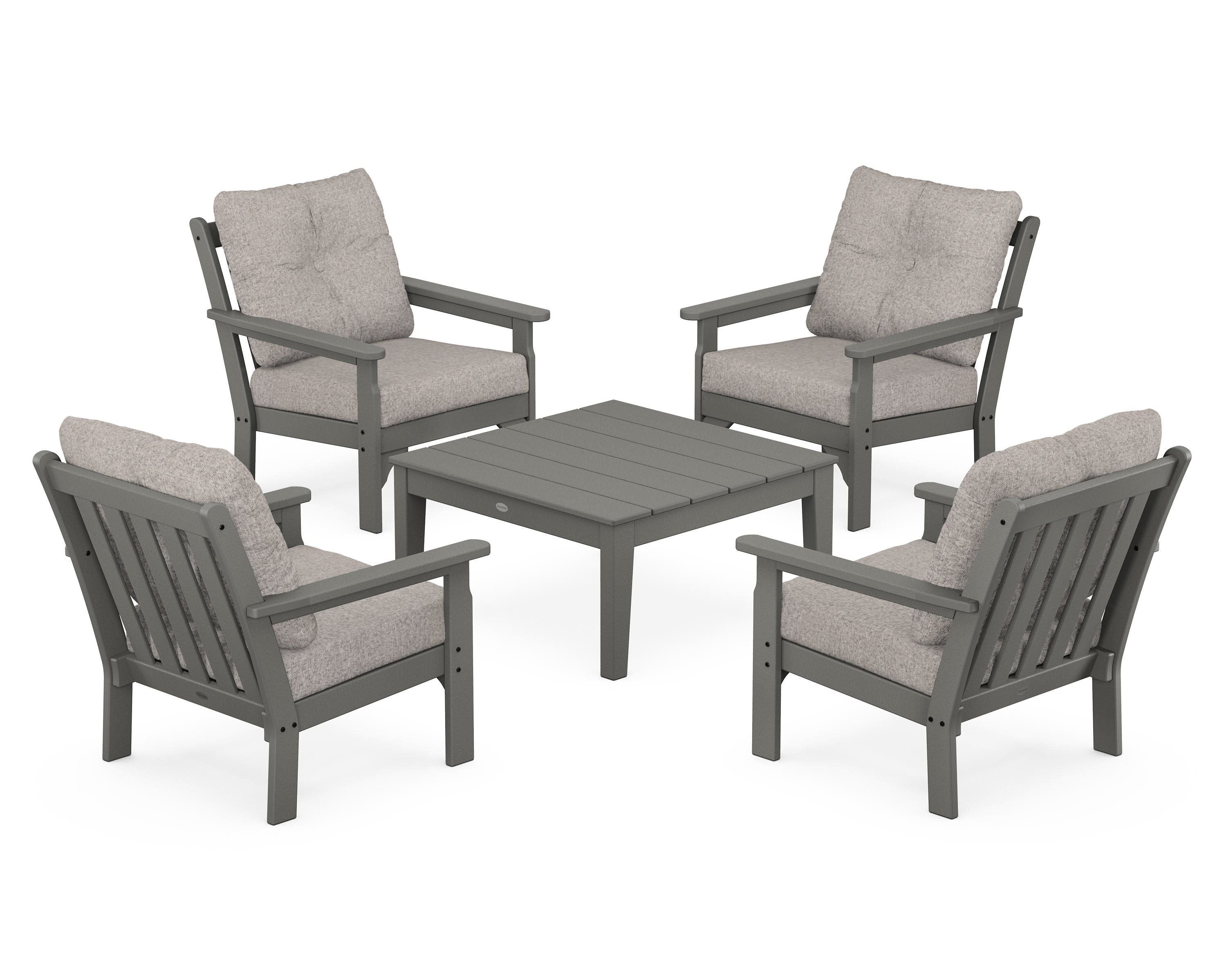 Vineyard 5-Piece Deep Seating Conversation Set in Slate Grey / Weathered Tweed