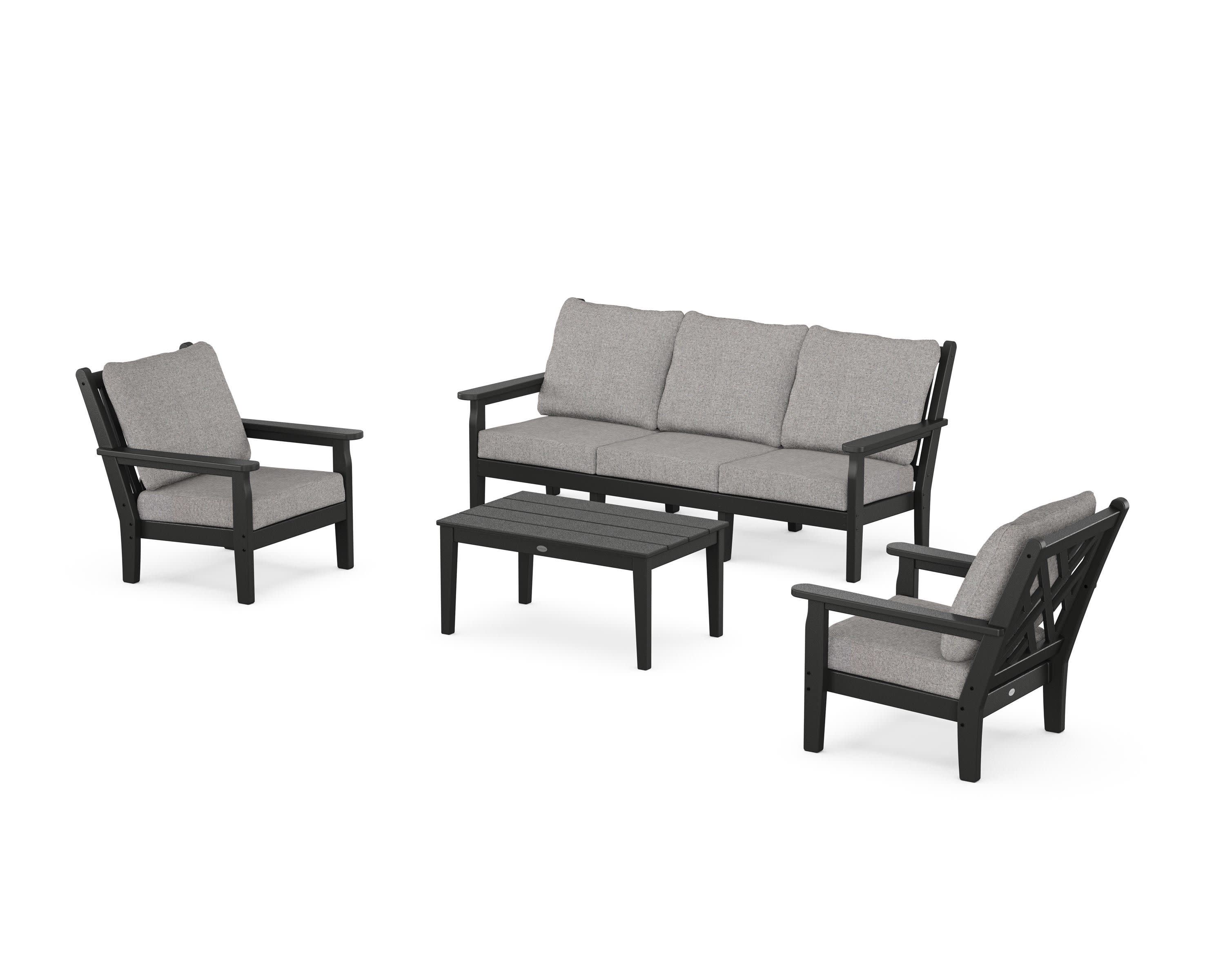 Chippendale 4-Piece Deep Seating Set with Sofa in Black / Grey Mist