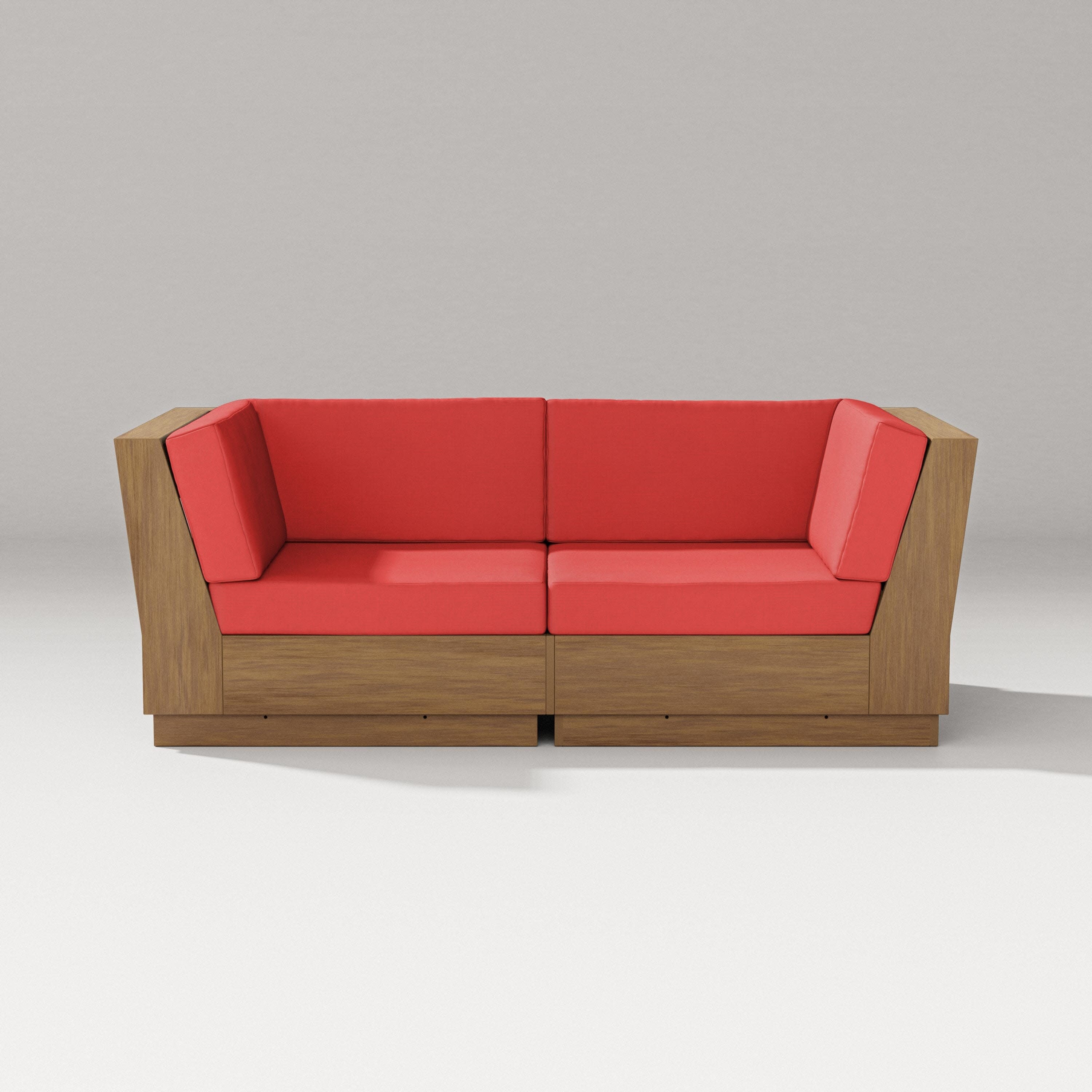 Elevate Loveseat Sectional in Natural / Crimson Linen