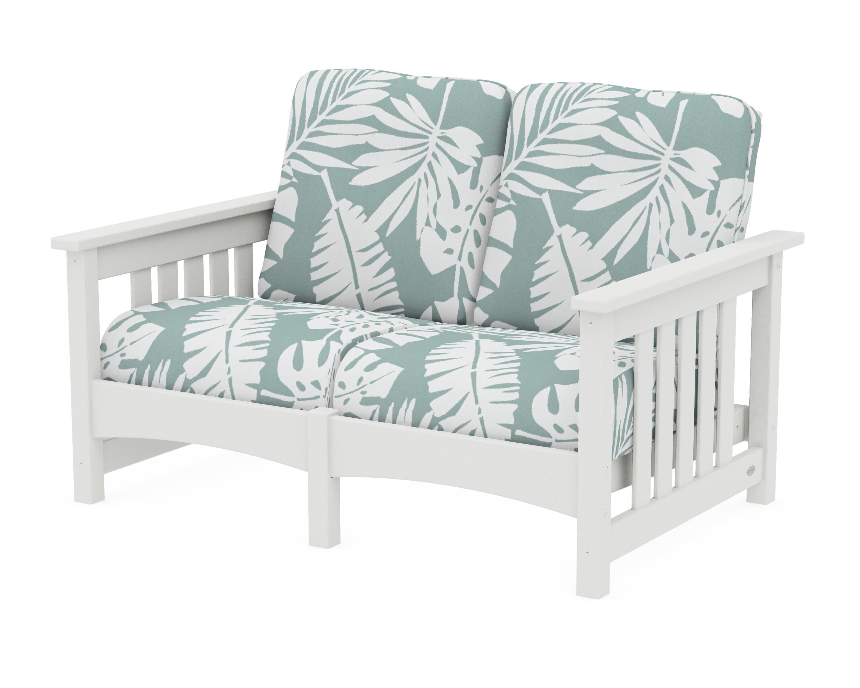Club Mission Loveseat in Vintage White / Leaf Glacier Spa
