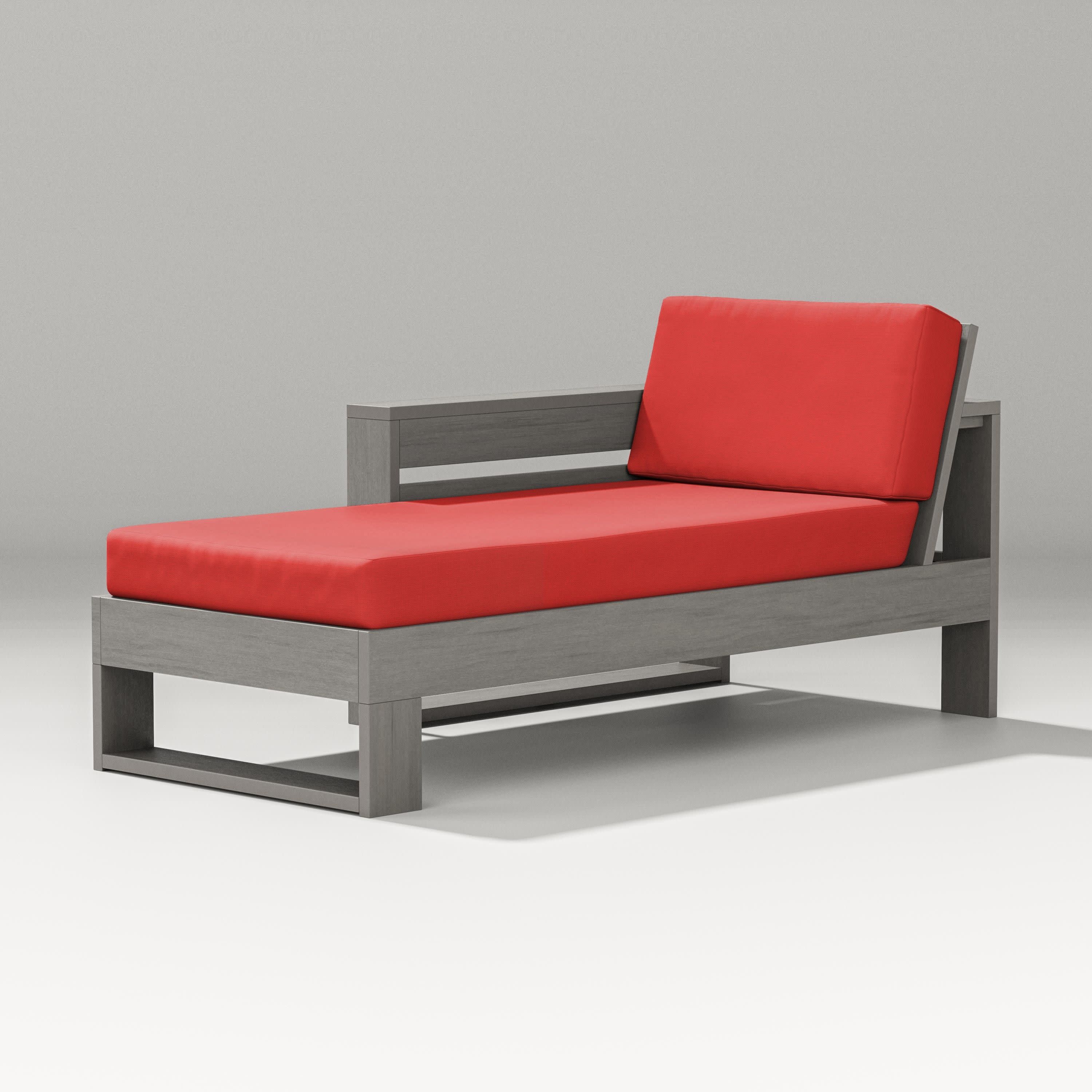 Latitude Modular Left Arm Chaise in Driftwood / Crimson Linen