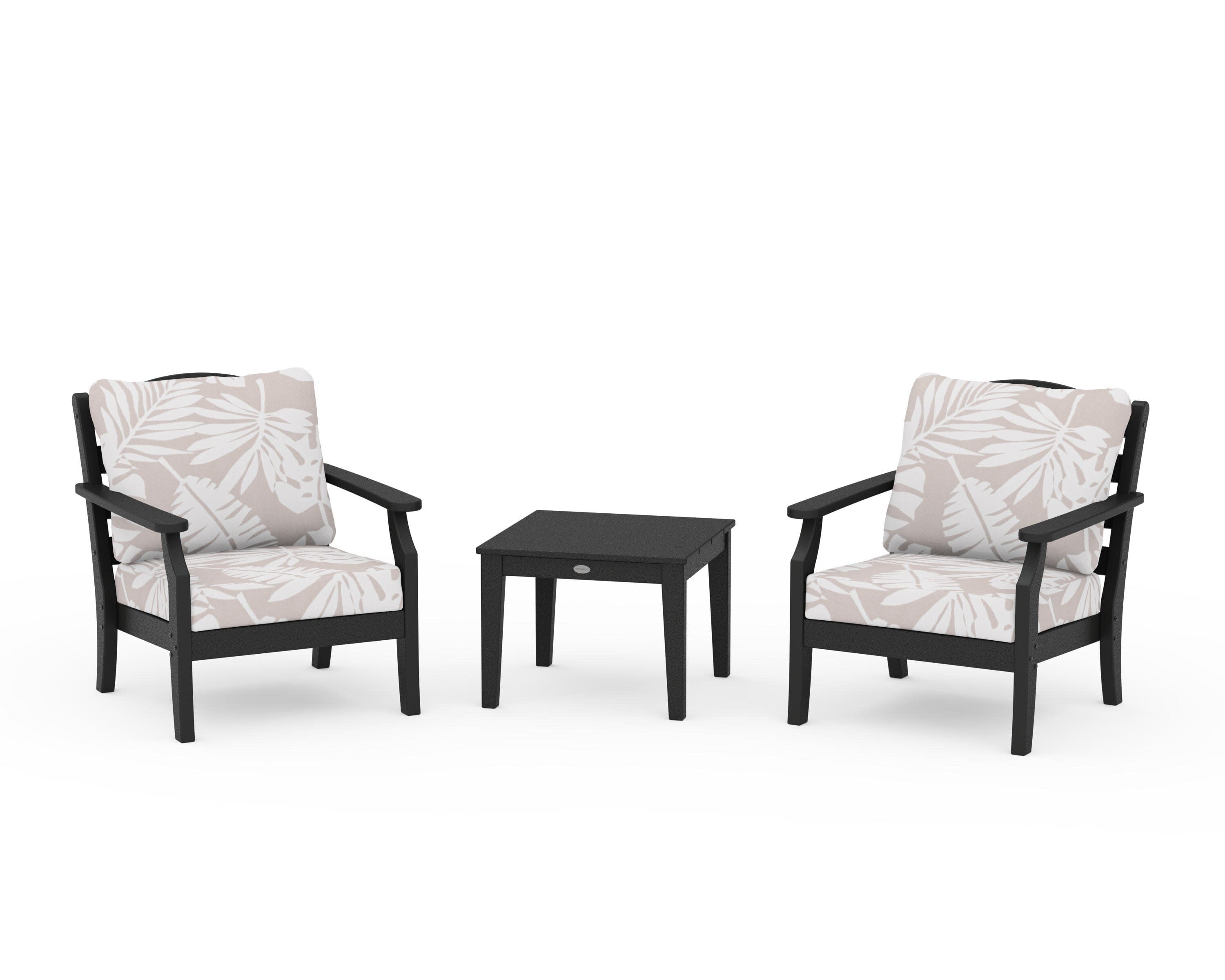 Savannah 3-Piece Deep Seating Set in Black / Leaf Dune Burlap