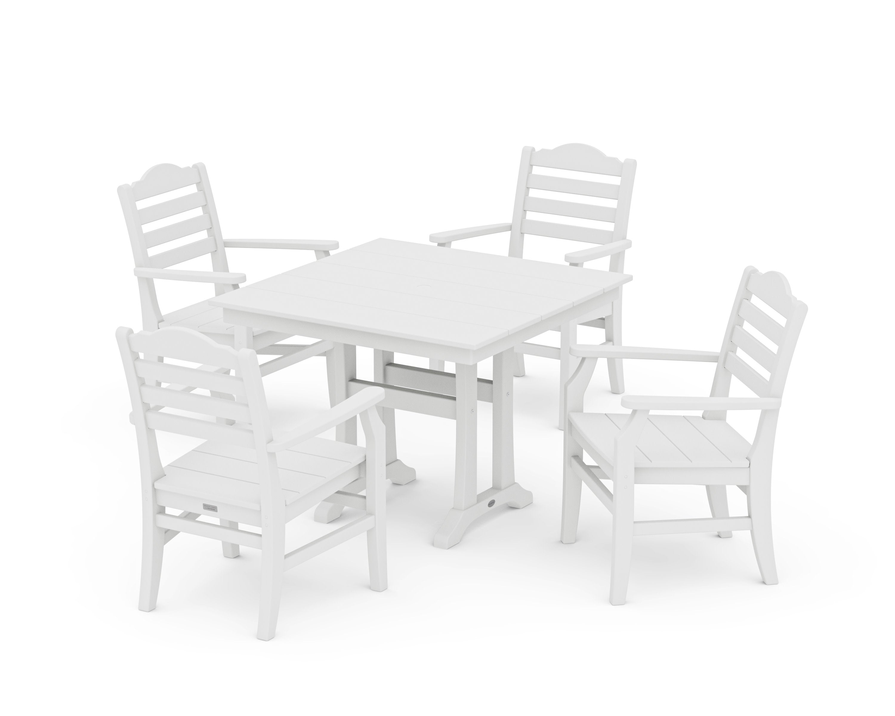 Savannah 5-Piece Farmhouse Dining Set with Trestle Legs in White