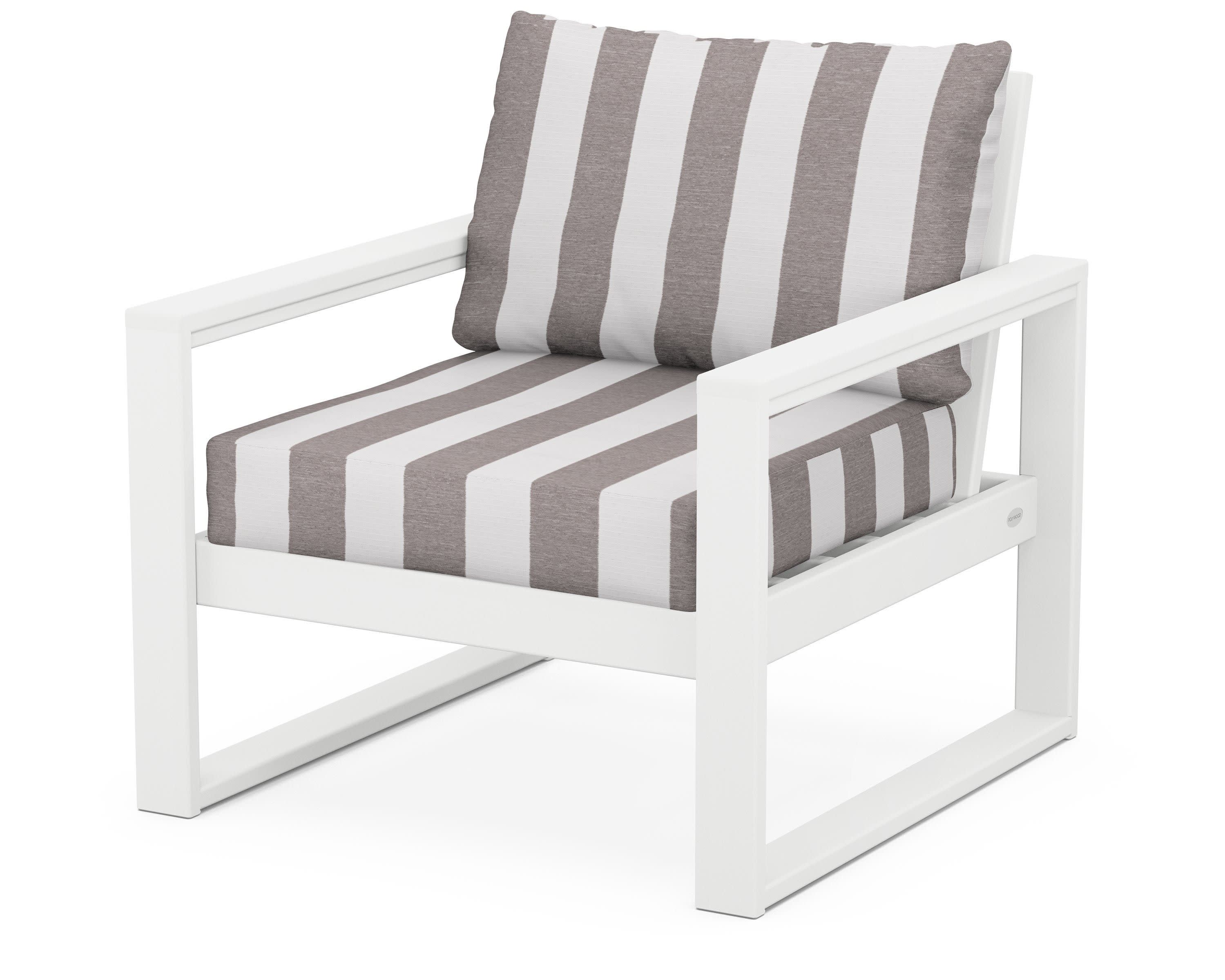 EDGE Club Chair in White / Cabana Stripe Grey Mist