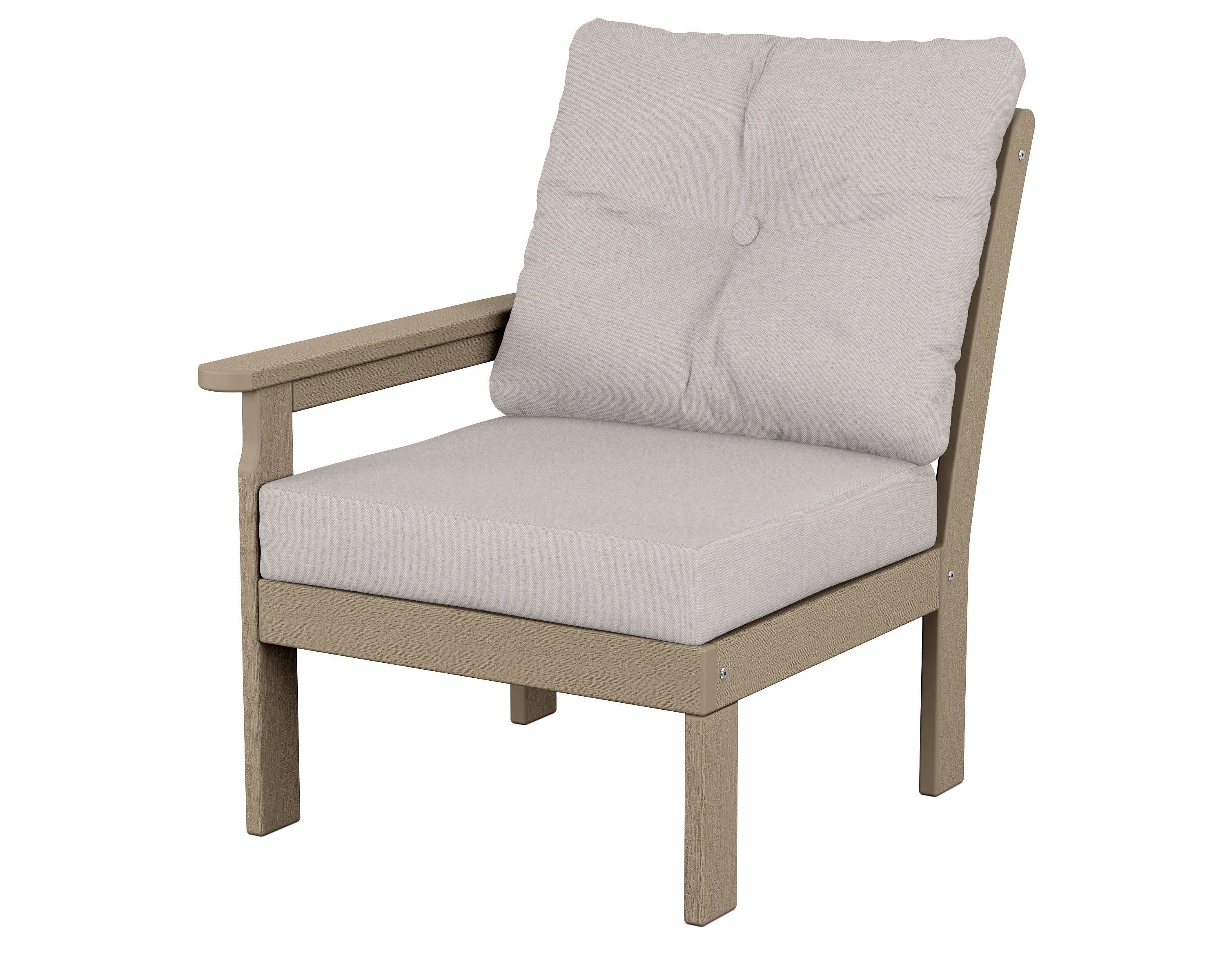 Vineyard Modular Left Arm Chair in Vintage Sahara / Dune Burlap