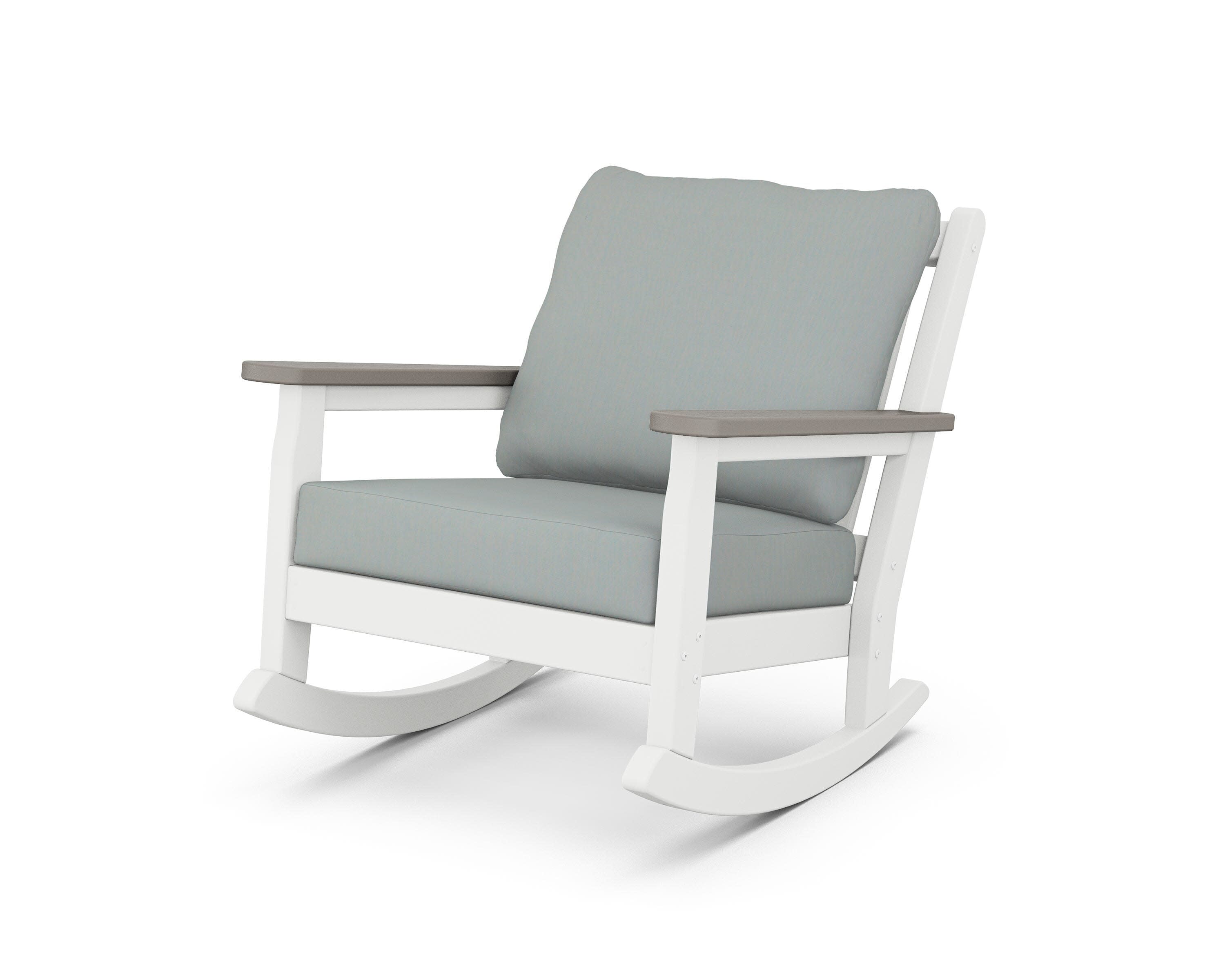 Chippendale Deep Seating Rocking Chair in White / Driftwood / Spa
