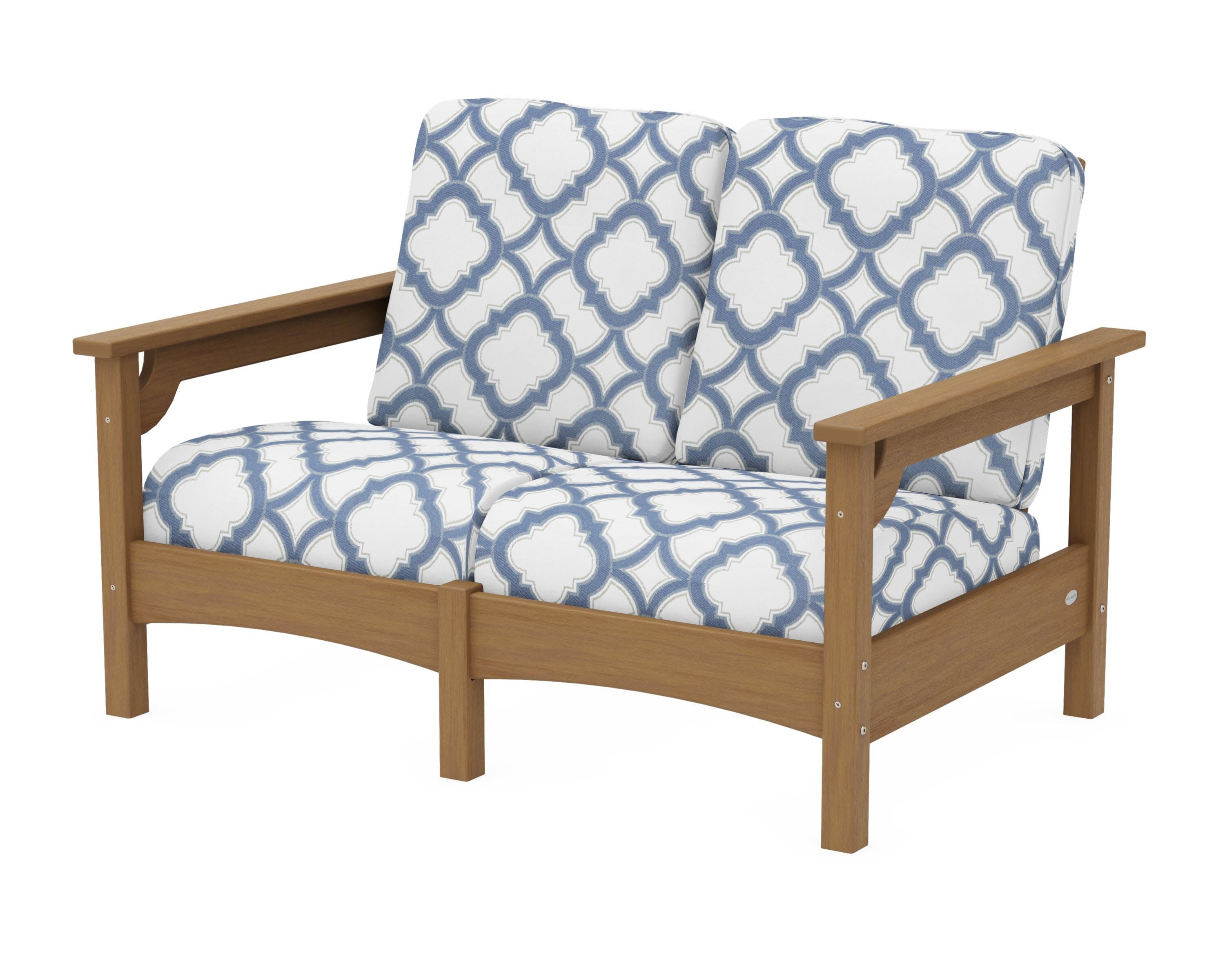 Club Loveseat in Natural / Trellis Sky Blue