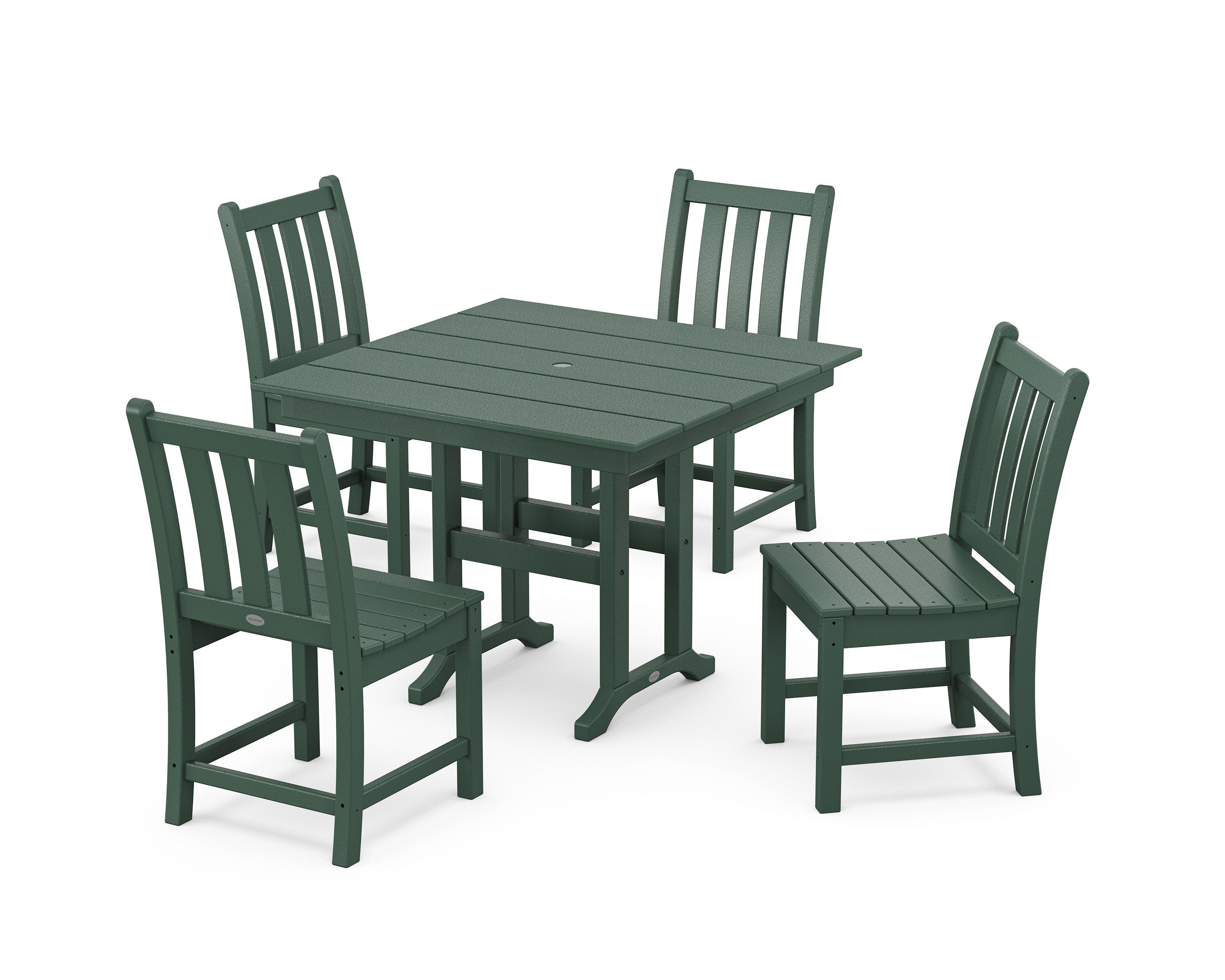 Traditional Garden Side Chair 5-Piece Farmhouse Dining Set in Green