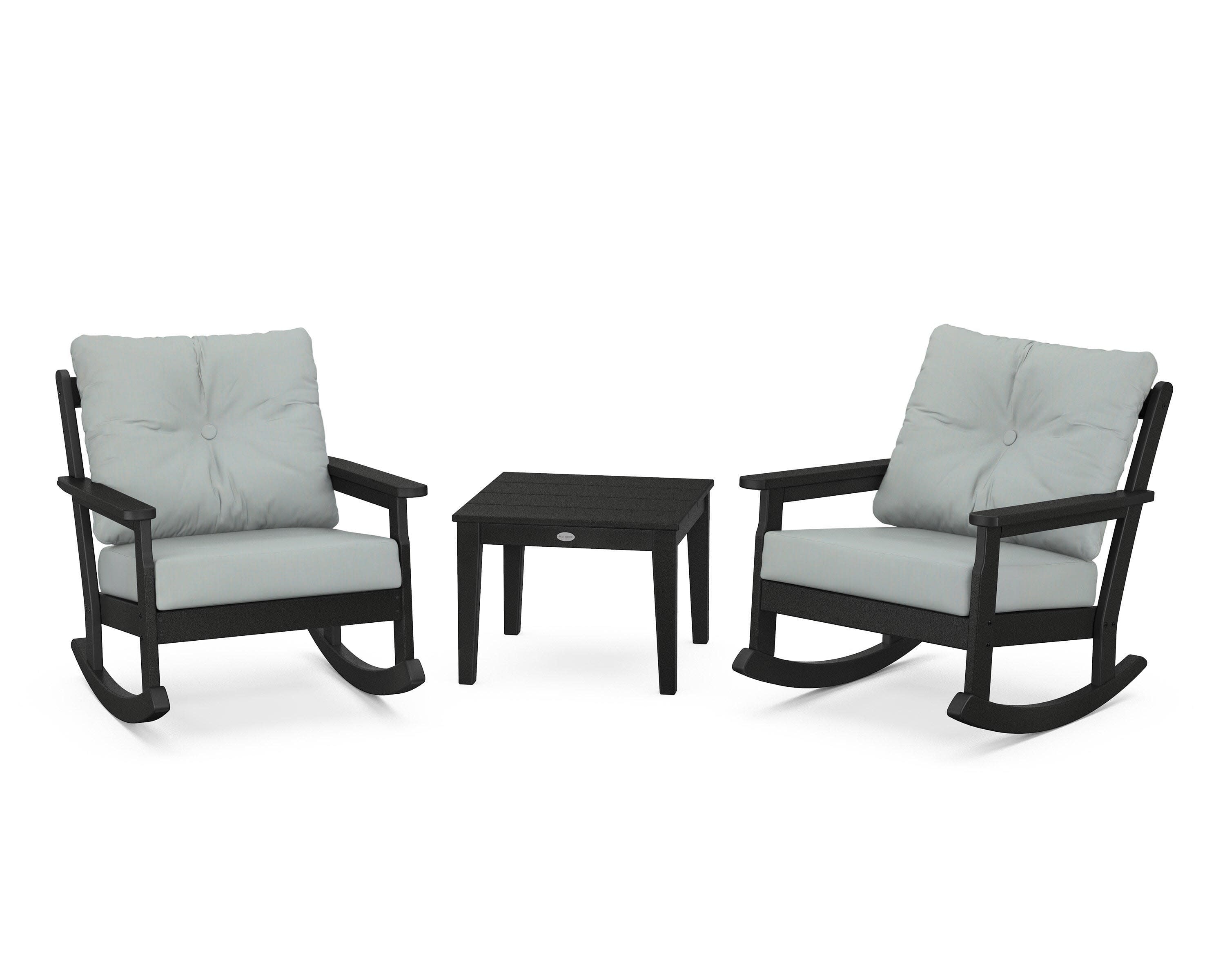 Vineyard 3-Piece Deep Seating Rocker Set in Black / Spa