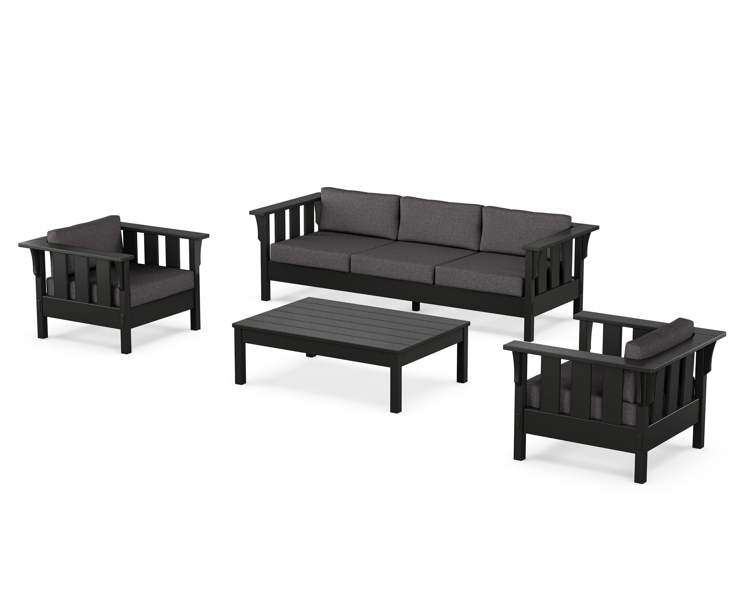 Acadia 4-Piece Deep Seating Set with Sofa in Black / Ash Charcoal