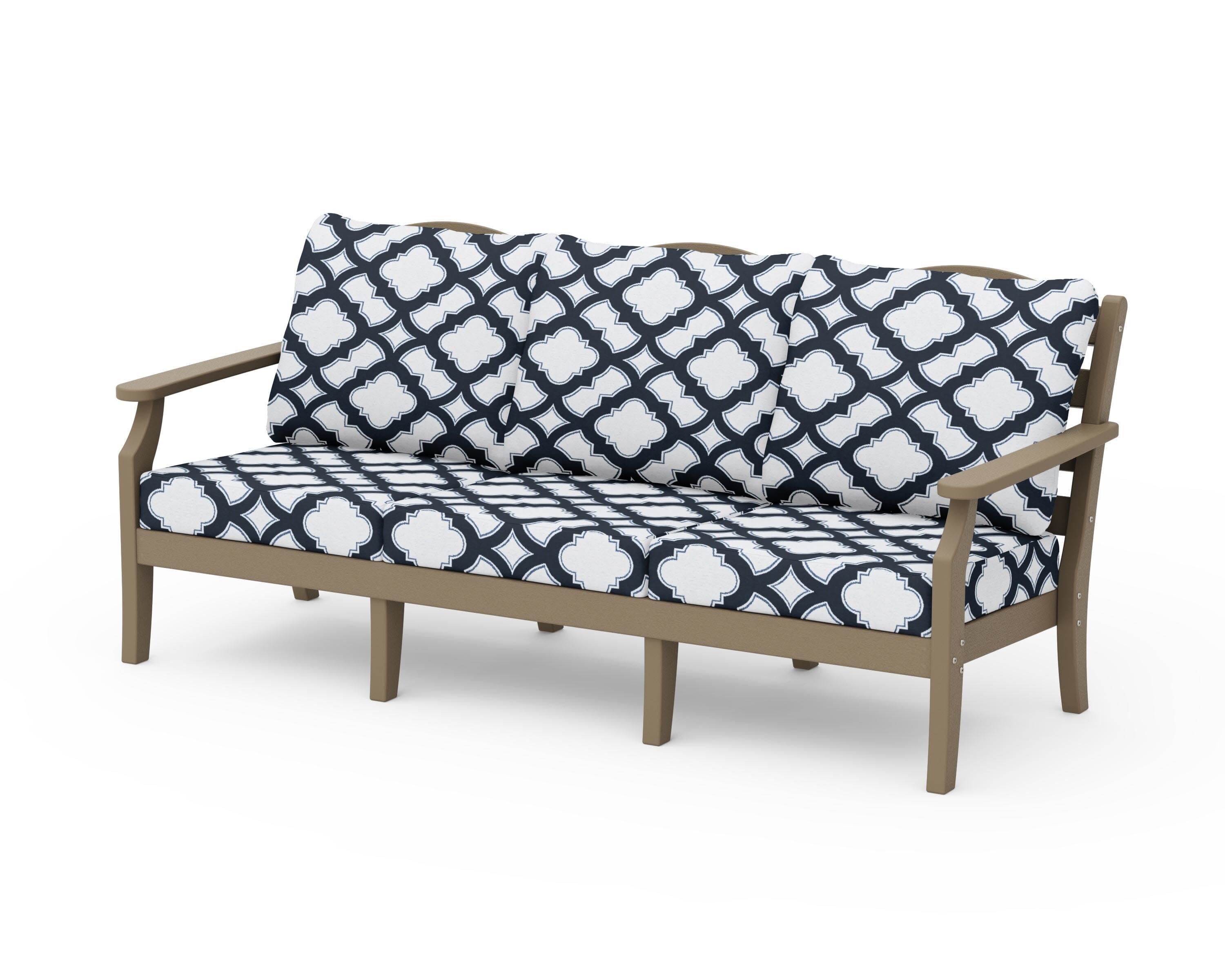 Savannah Deep Seating Sofa in Vintage Sahara / Trellis Marine Indigo