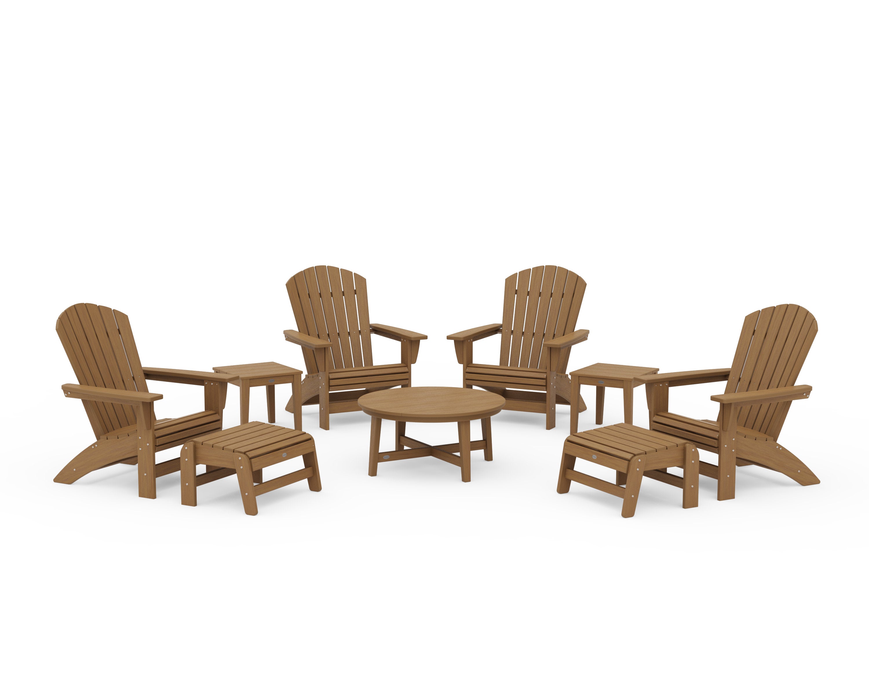 Nautical Grand Adirondack 9-Piece Conversation Set in Natural