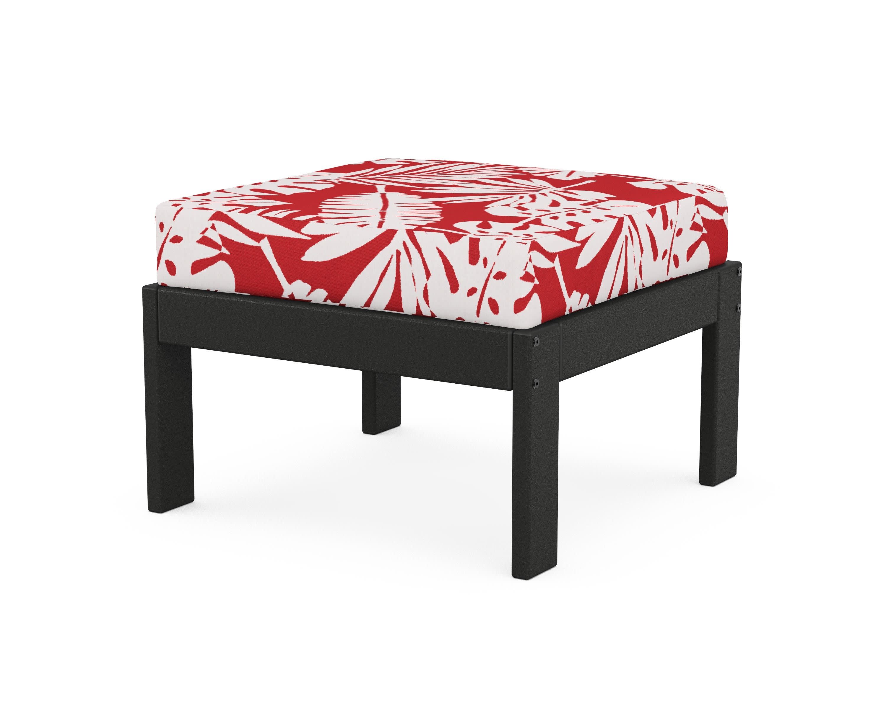 Vineyard Modular Ottoman in Black / Leaf Crimson
