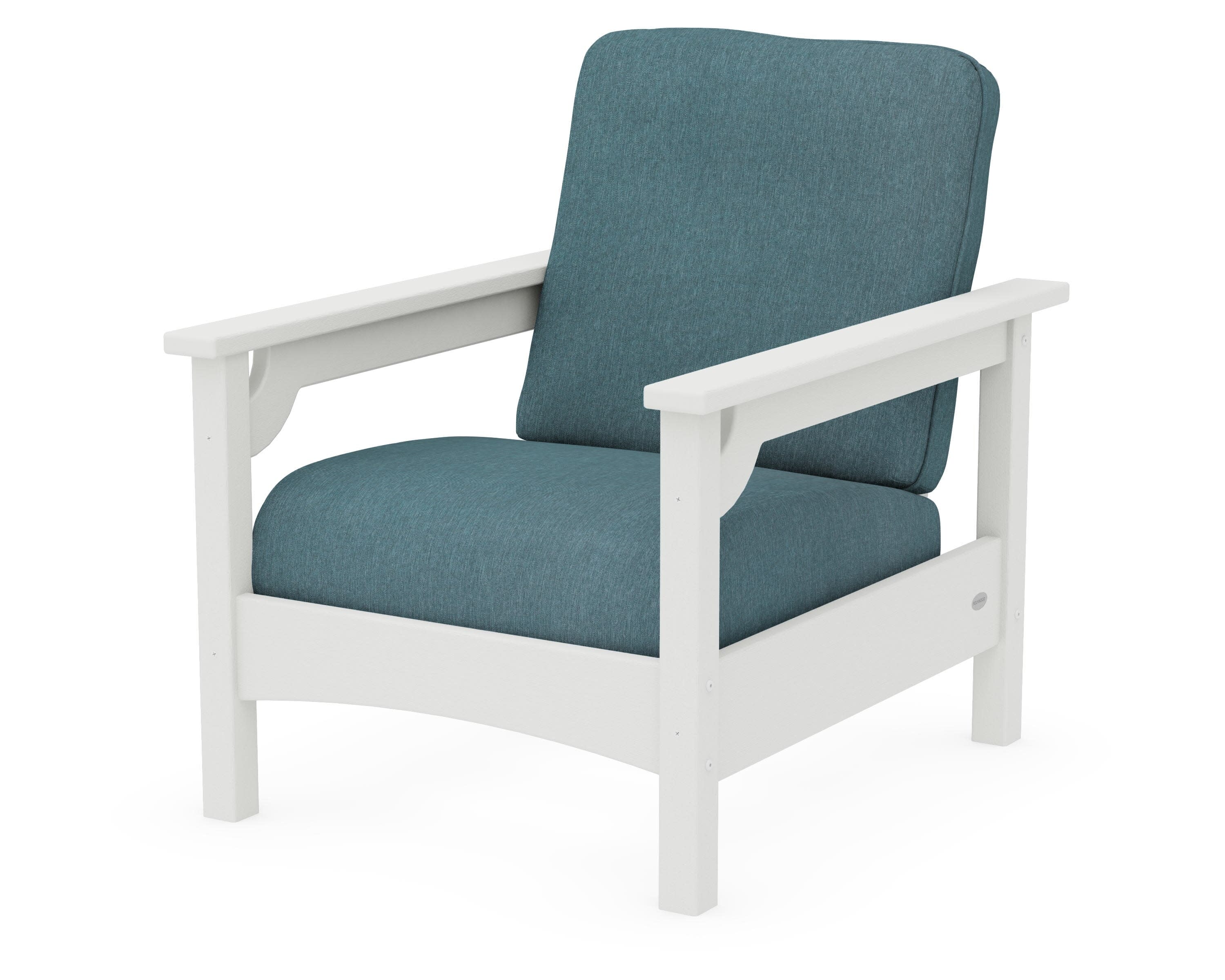 Club Chair in Vintage White / Ocean Teal