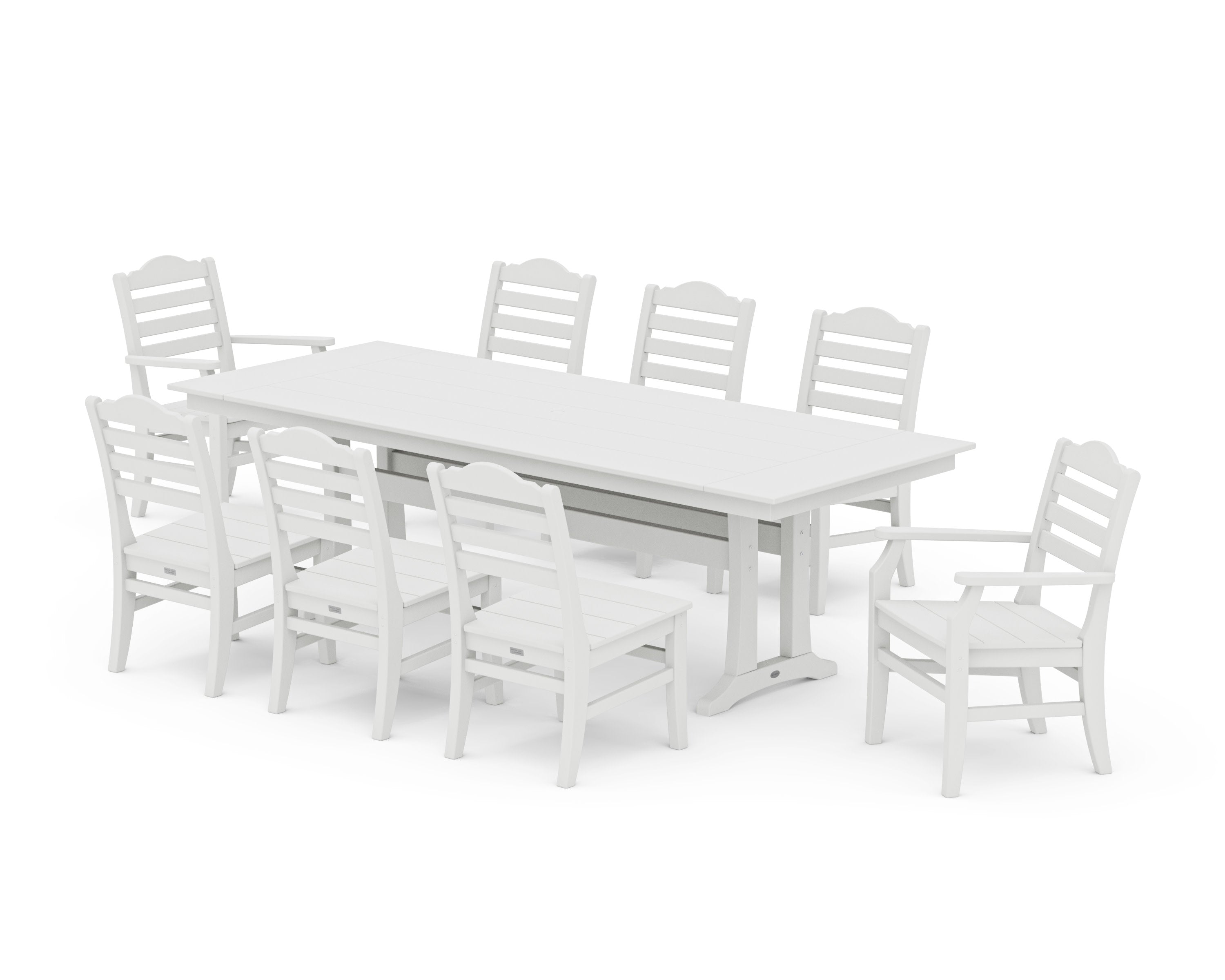 Savannah 9-Piece Farmhouse Dining Set with Trestle Legs in Vintage White