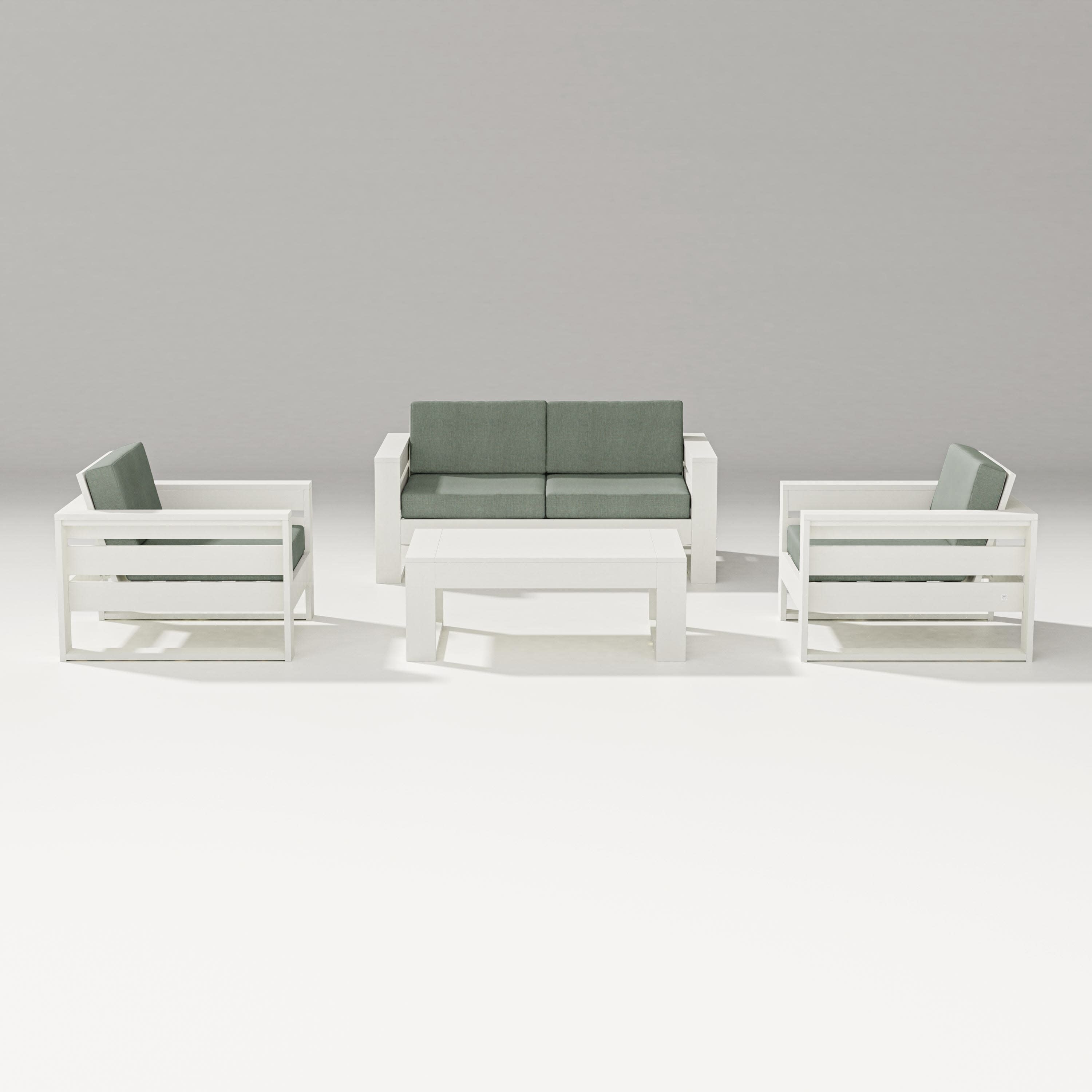 Latitude 4-Piece Lounge Loveseat Set in Vintage White / Cast Sage