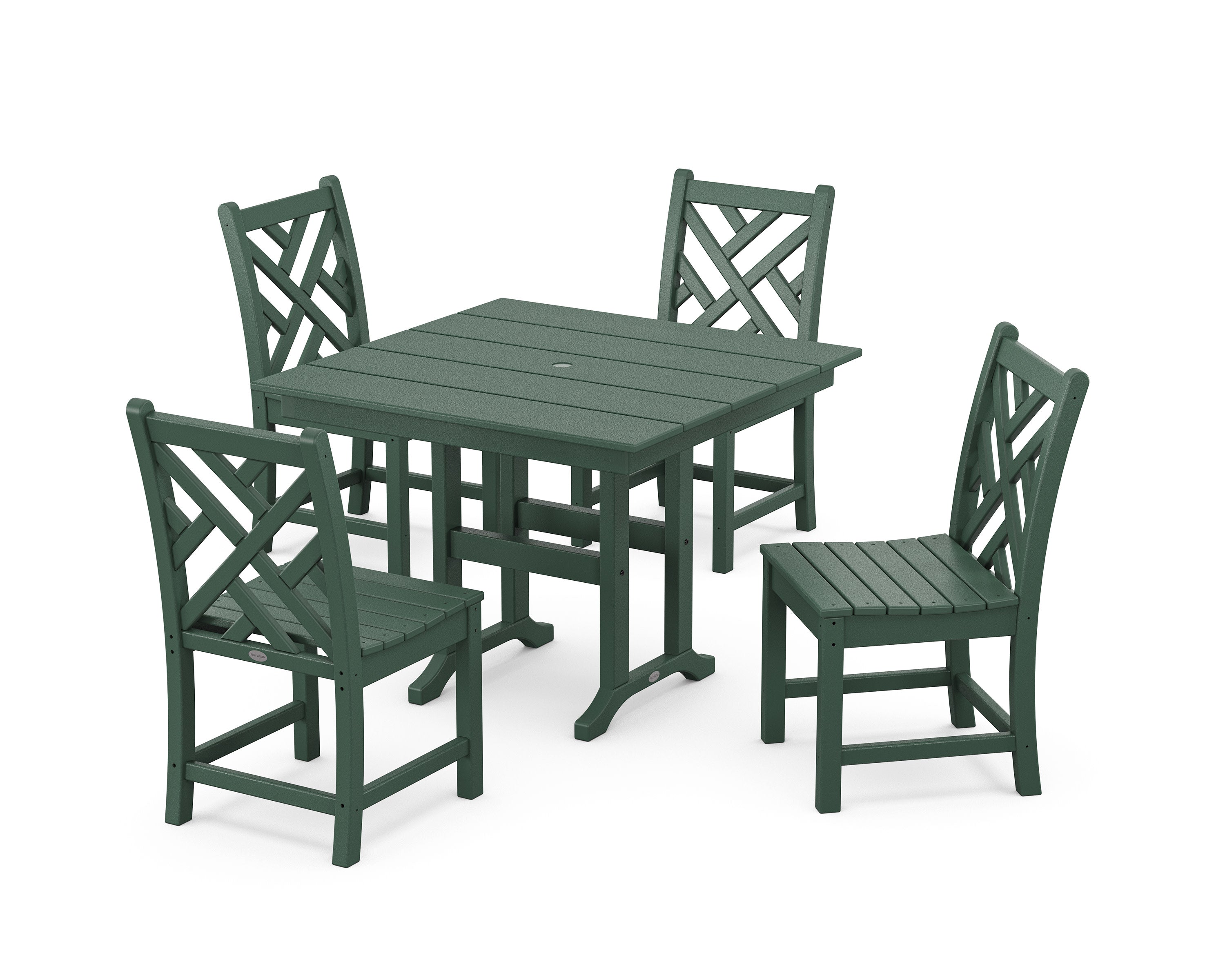 Chippendale Side Chair 5-Piece Farmhouse Dining Set in Green