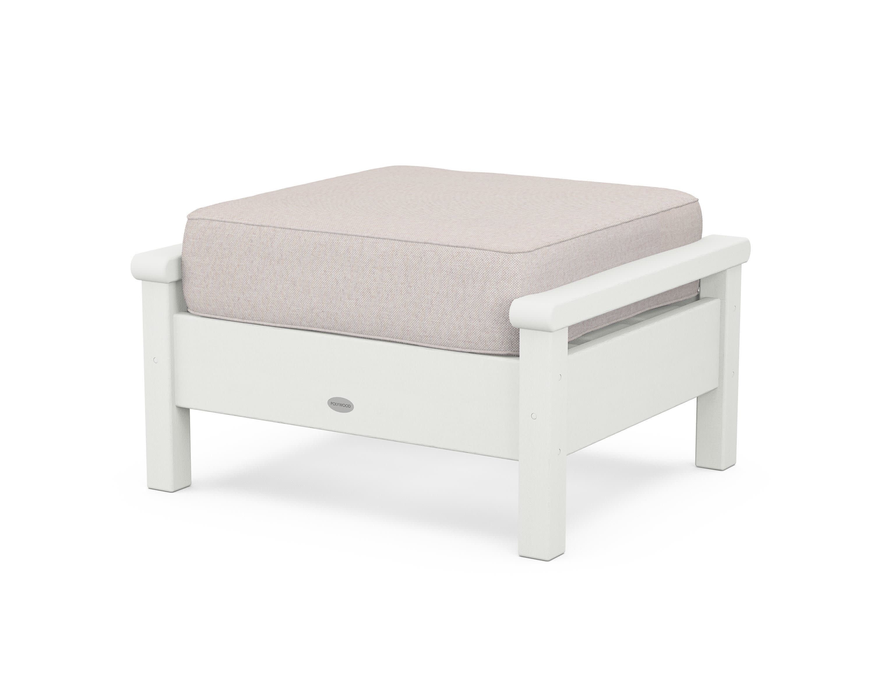 Harbour Deep Seating Ottoman in Vintage White / Dune Burlap