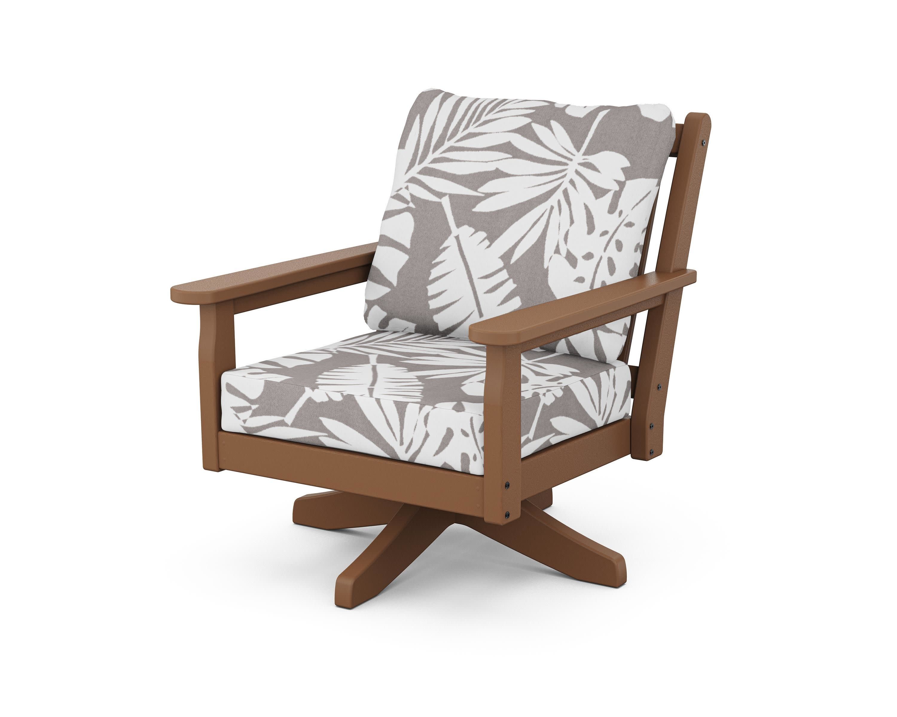 Chippendale Deep Seating Swivel Chair in Teak / Leaf Grey Mist