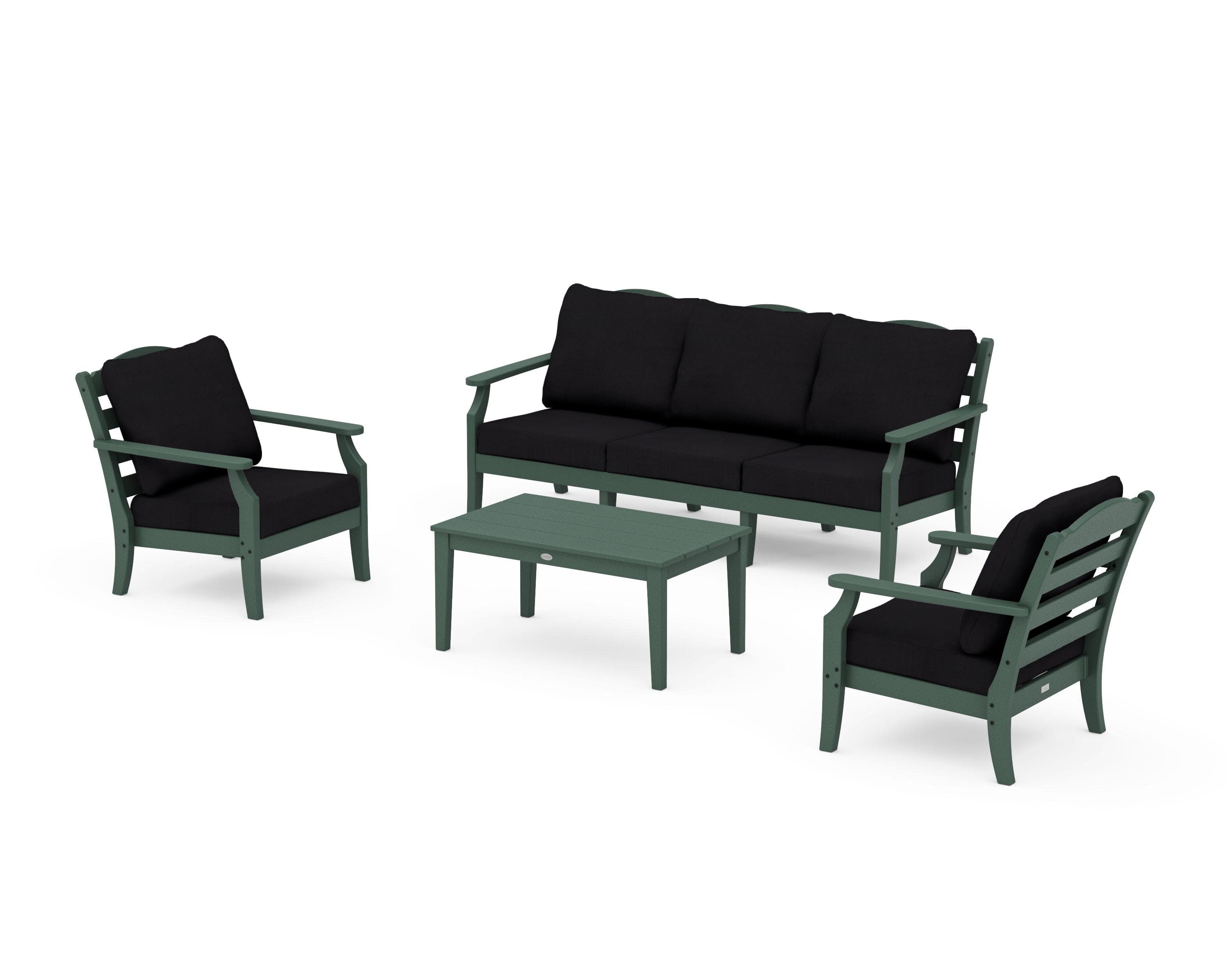 Savannah 4-Piece Deep Seating Set with Sofa in Green / Midnight Linen