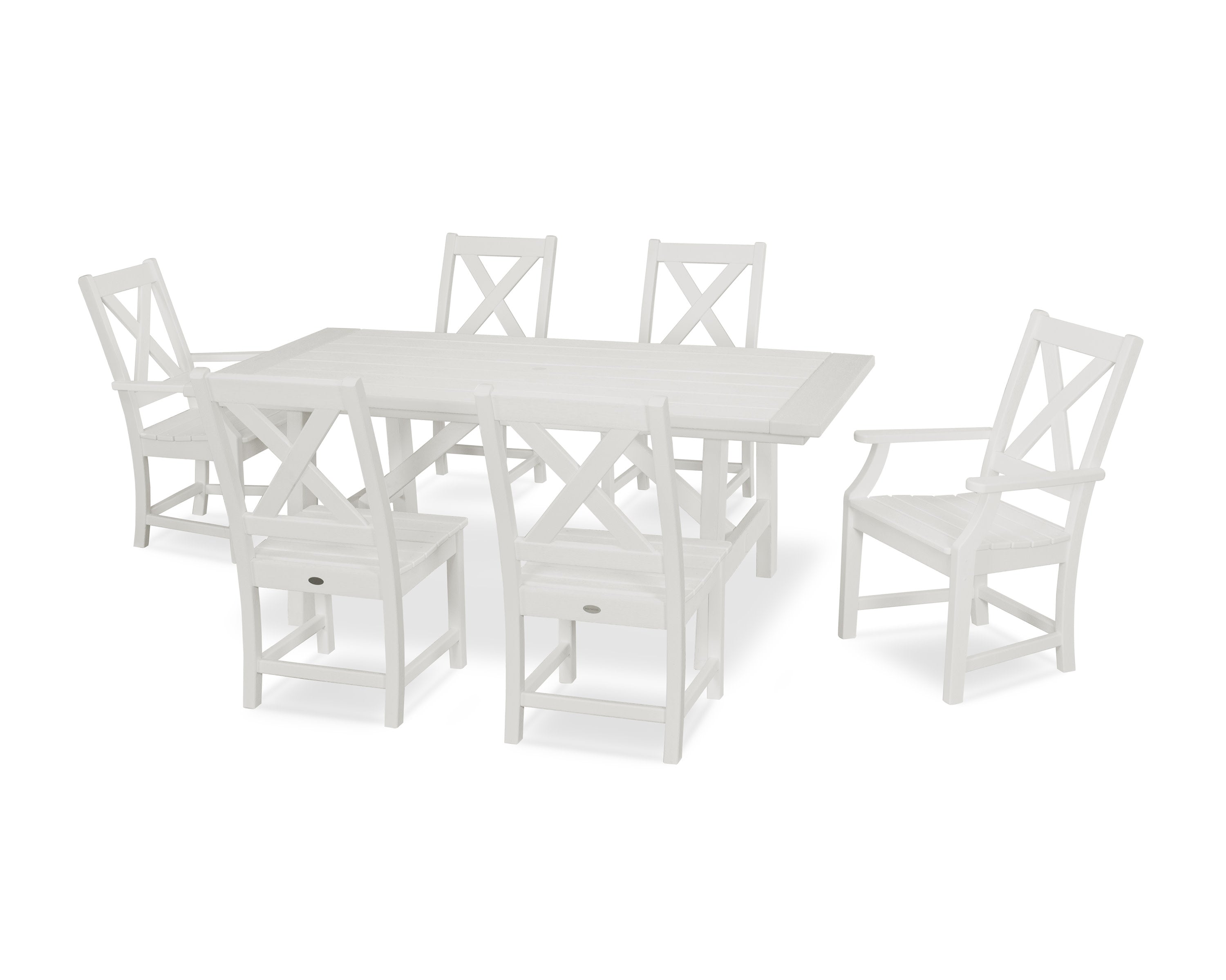 Braxton 7-Piece Rustic Farmhouse Dining Set in White