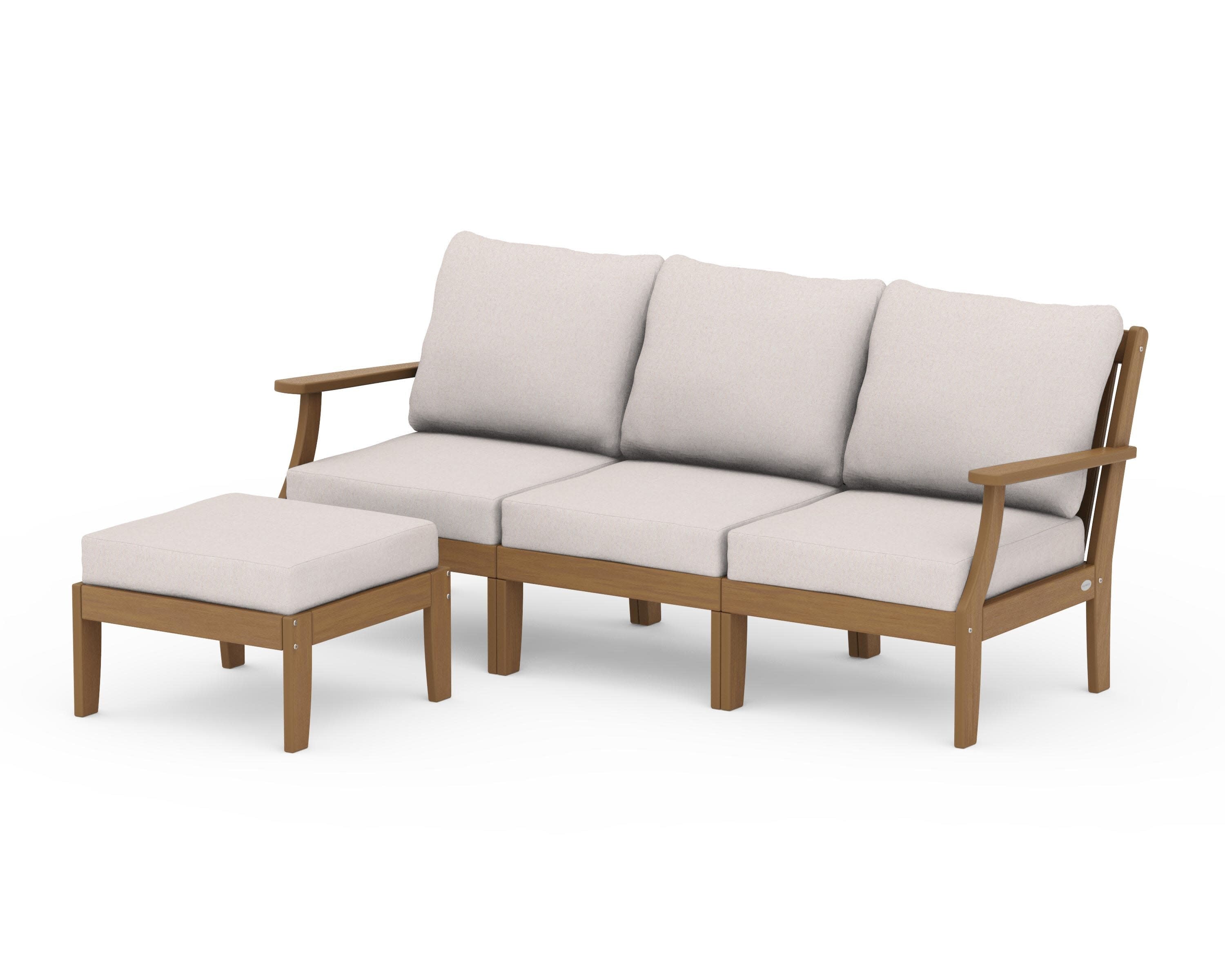 Braxton Modular 4-Piece Deep Seating Set with Ottoman in Natural / Dune Burlap