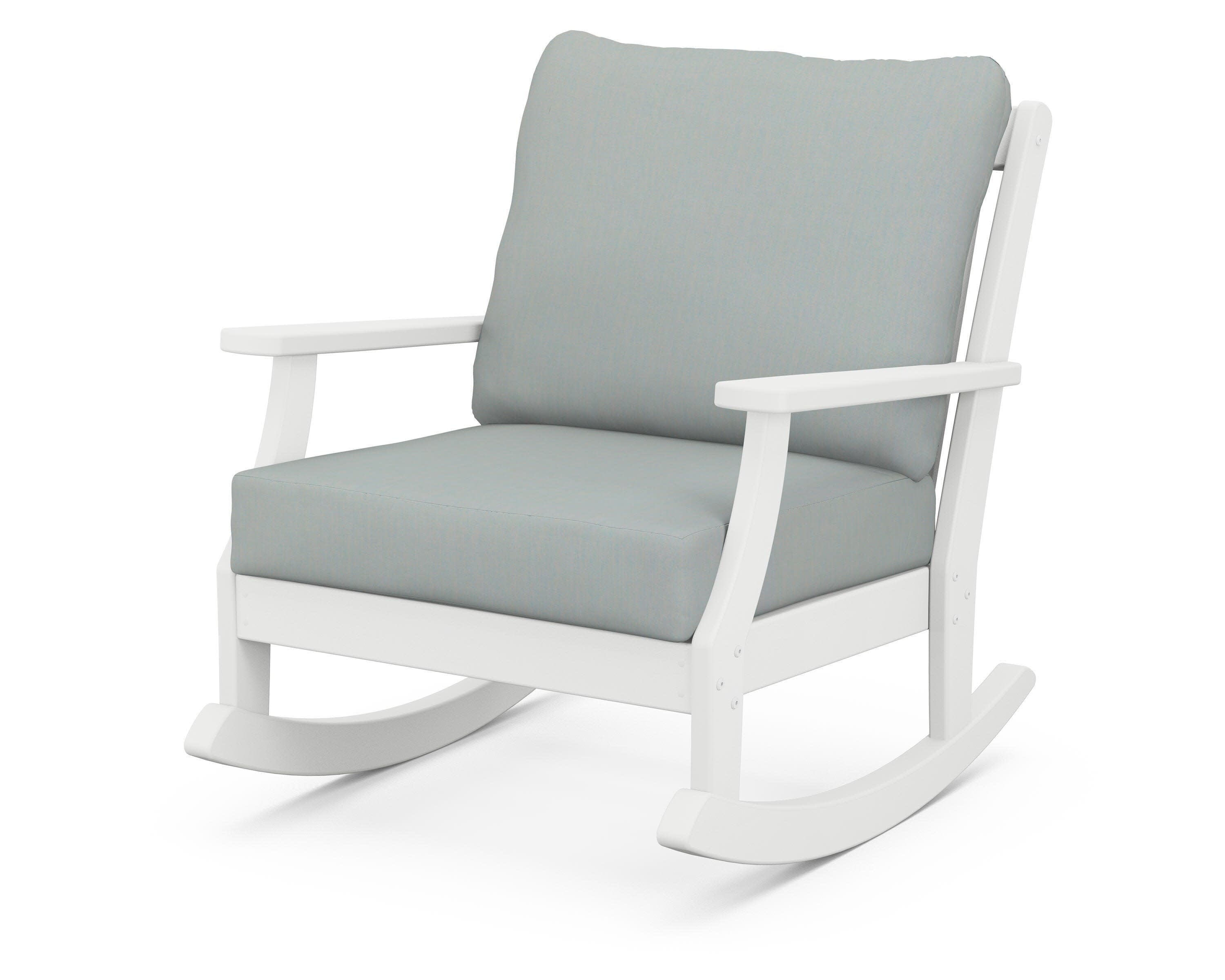 Braxton Deep Seating Rocking Chair in White / Spa