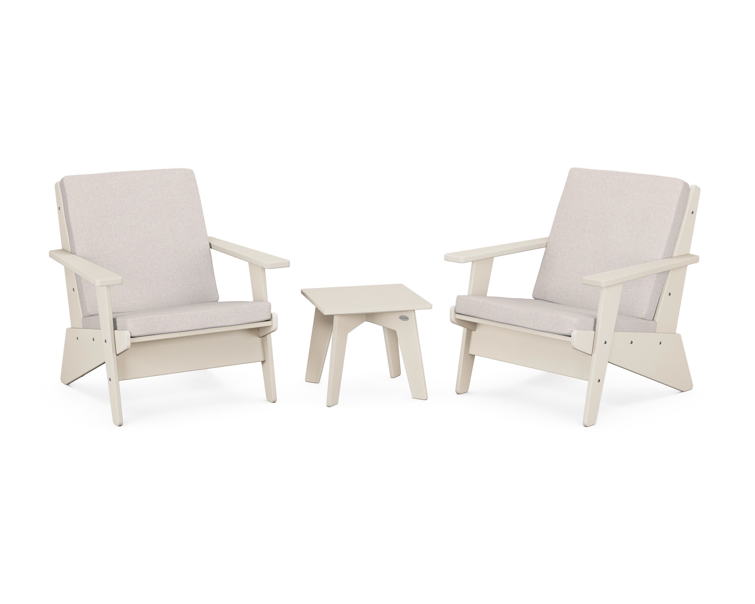 Riviera Modern Lounge 3-Piece Set in Sand / Dune Burlap
