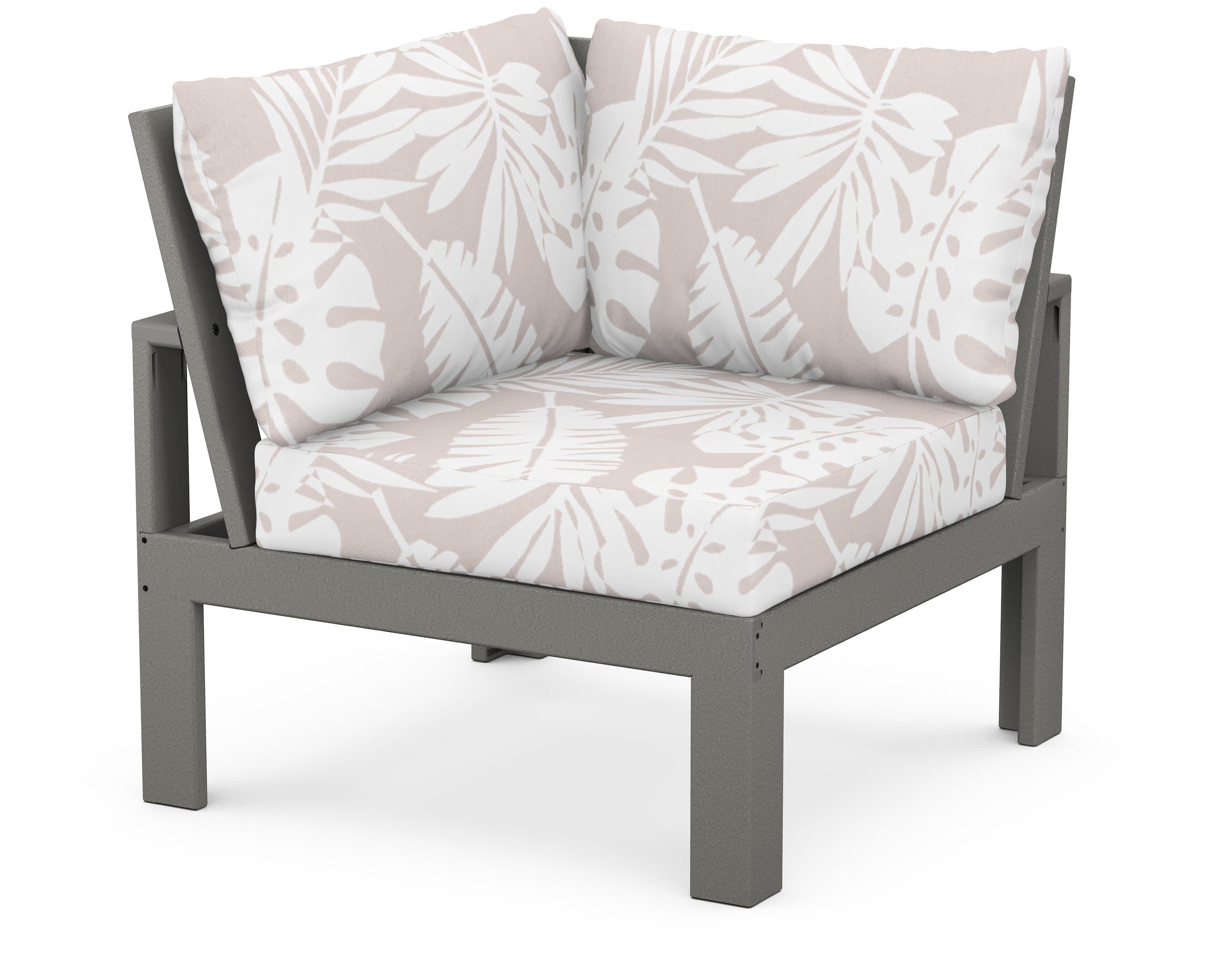 Modular Corner Chair in Slate Grey / Leaf Dune Burlap