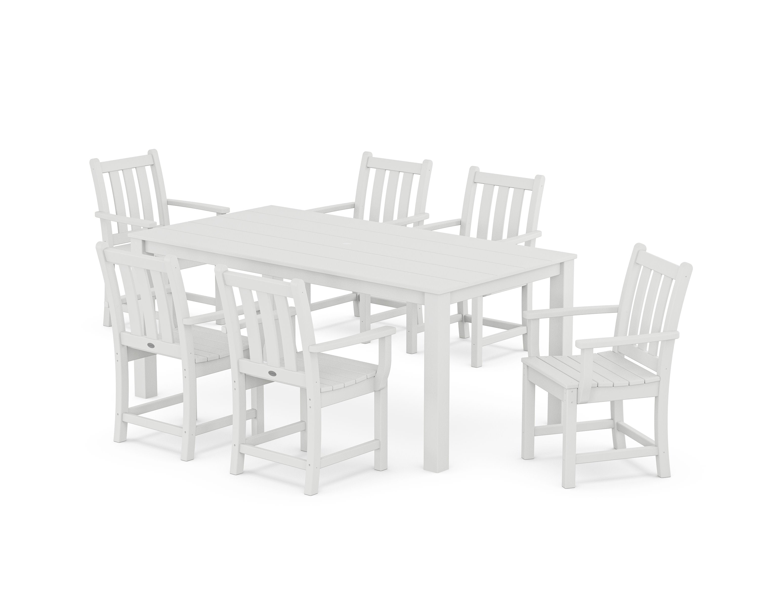 Traditional Garden Arm Chair 7-Piece Parsons Dining Set in White