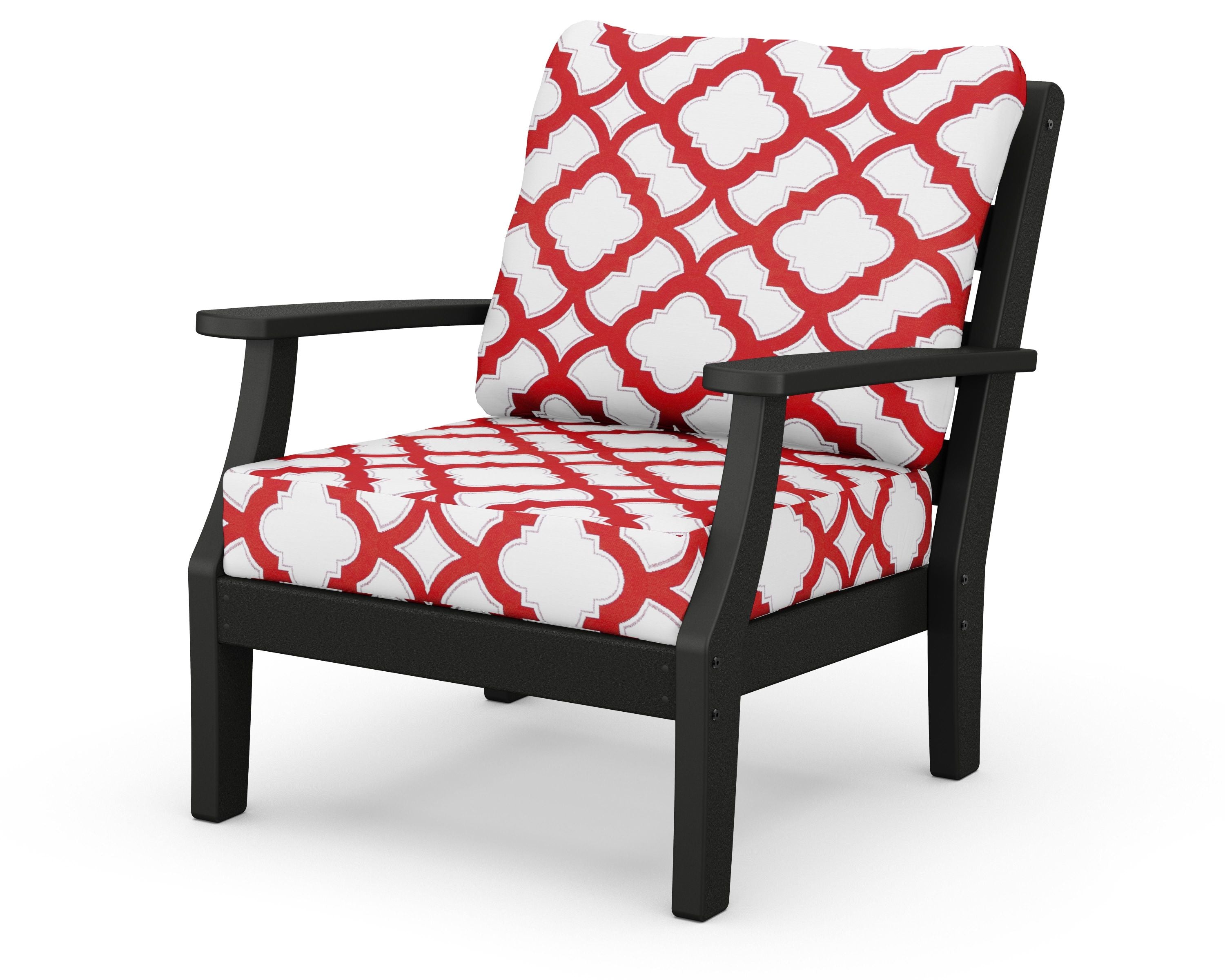 Chesapeake Deep Seating Chair in Black / Trellis Crimson