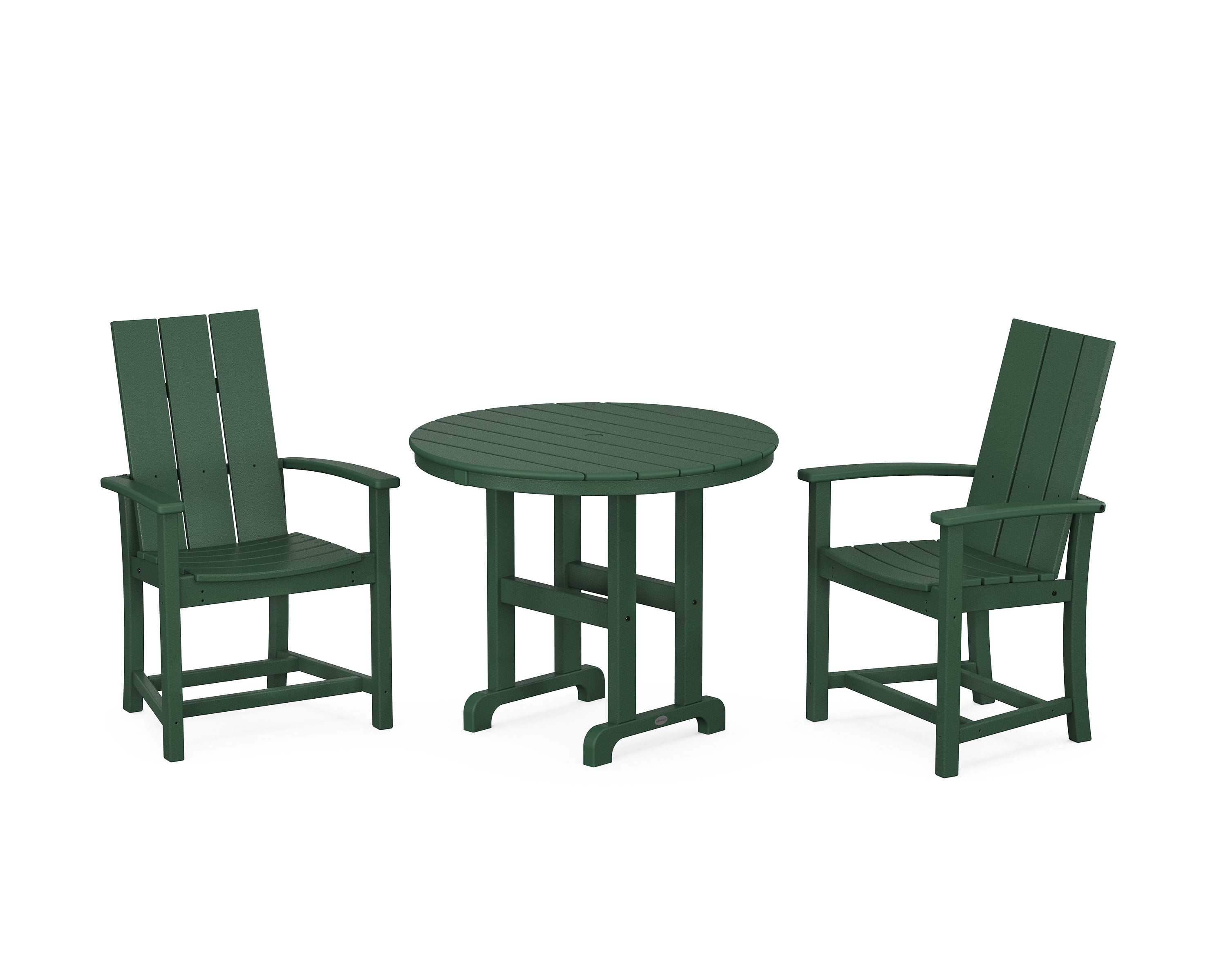 Modern Adirondack 3-Piece Round Farmhouse Dining Set in Green